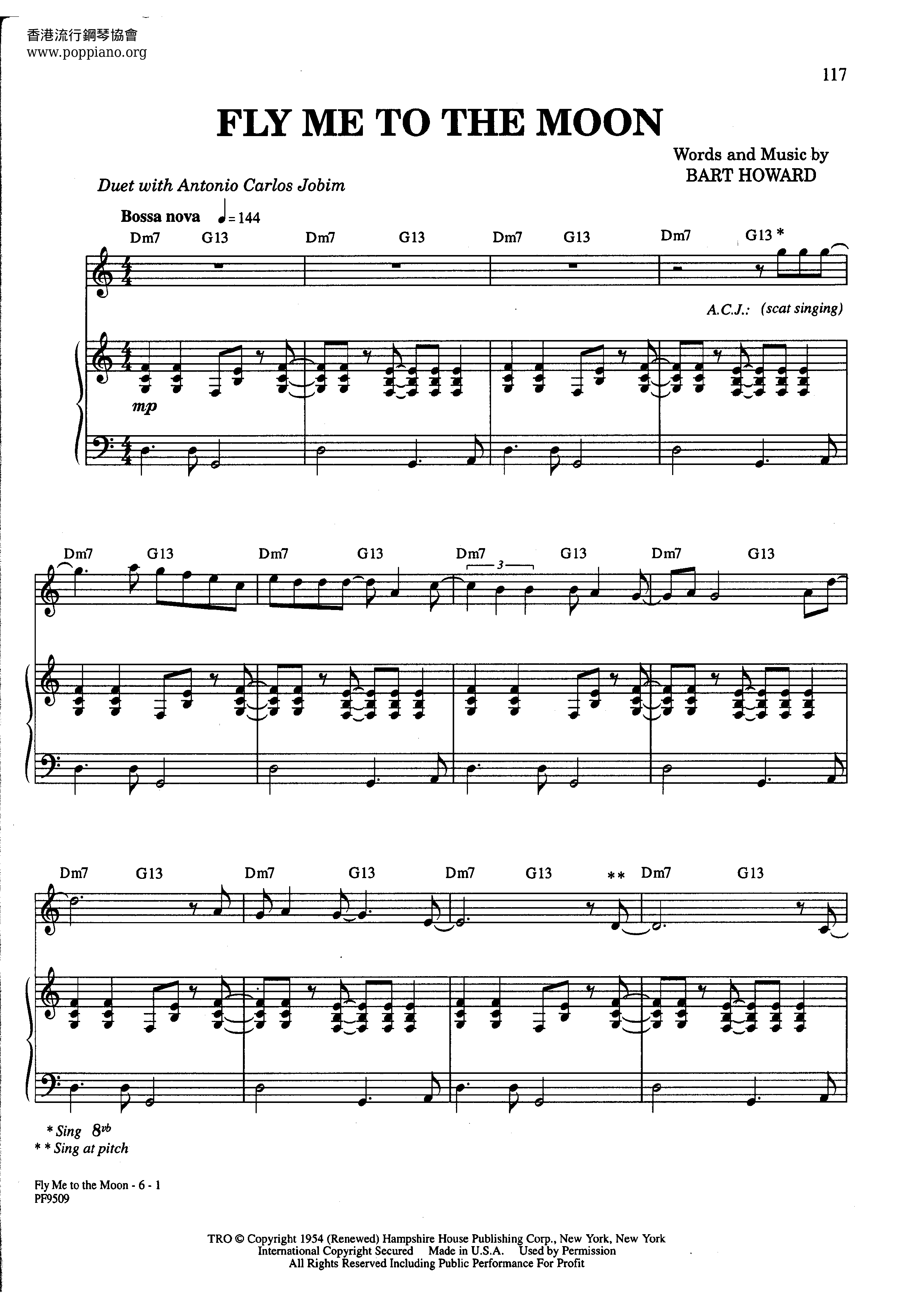 Frank Sinatra Fly Me To The Moon In Other Words Sheet Music Pdf