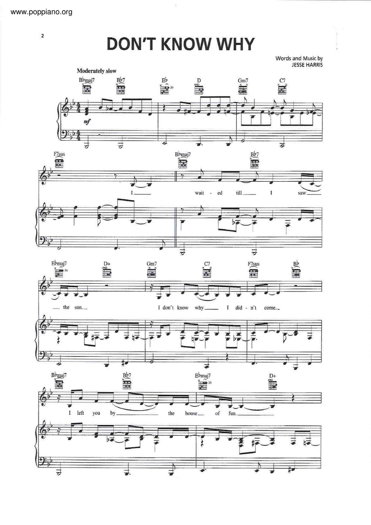 Don T Know Why Sheet Music Norah Jones Real Book Melody Chords Hot Sex Picture