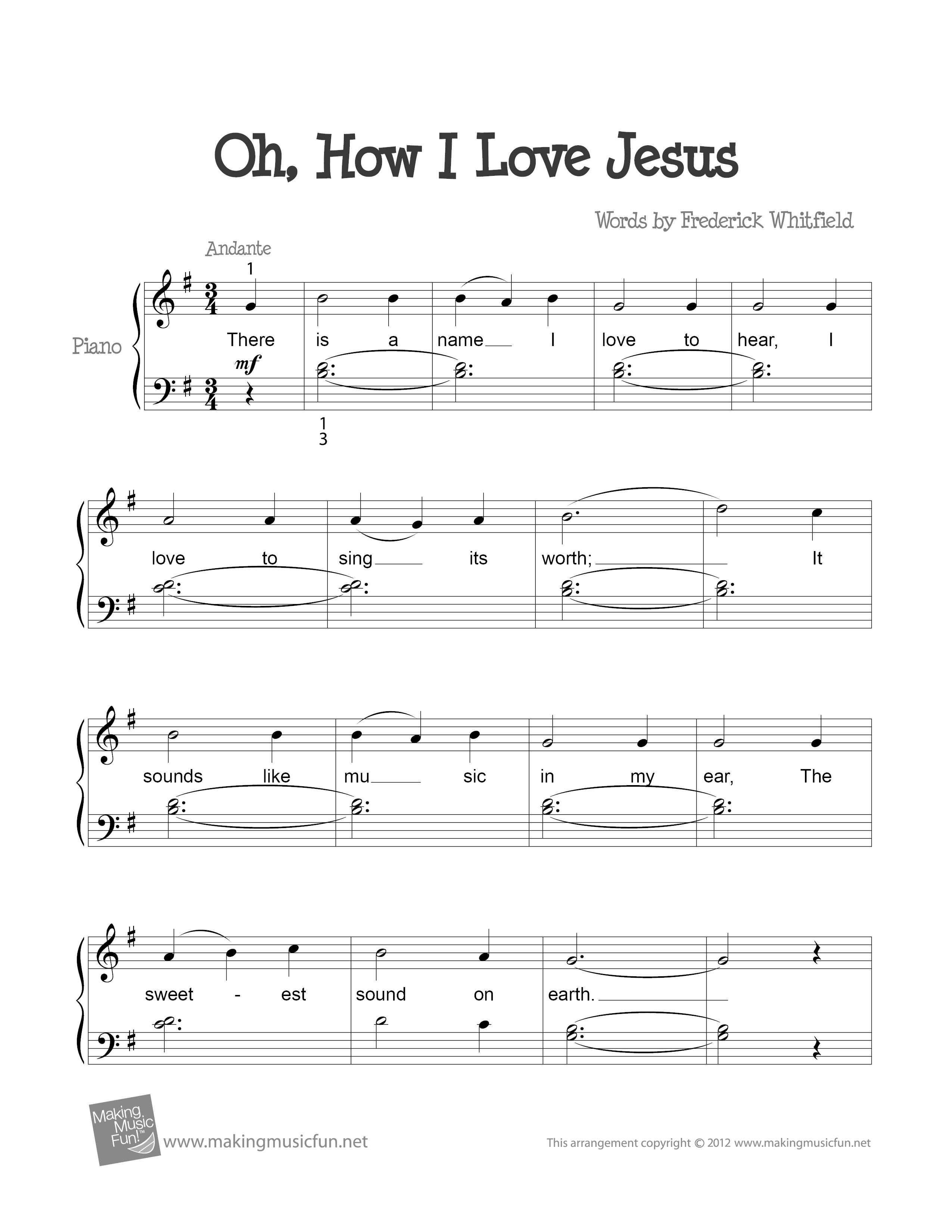 Oh, How I Love Jesus琴譜
