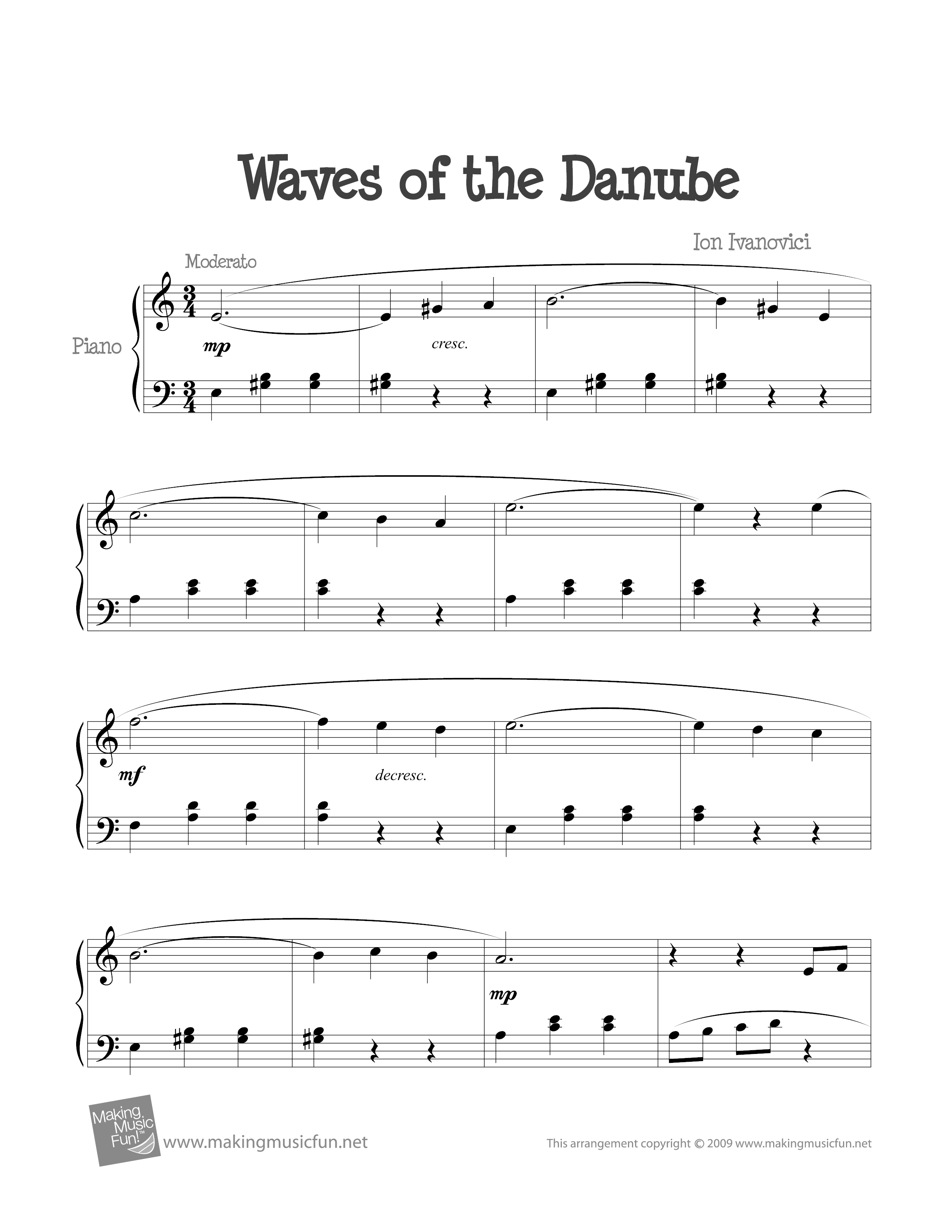 Waves of the Danube琴譜