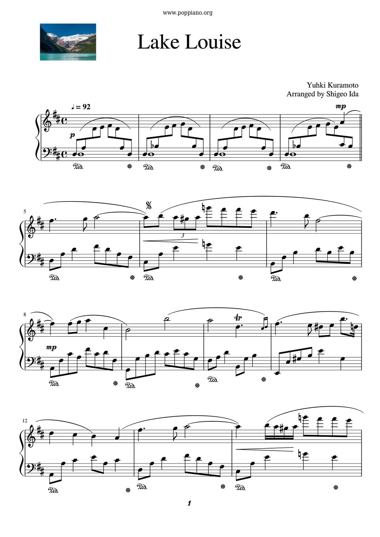 Yuhki Kuramoto Lake Louise Sheet Music Pdf Free Score Download 