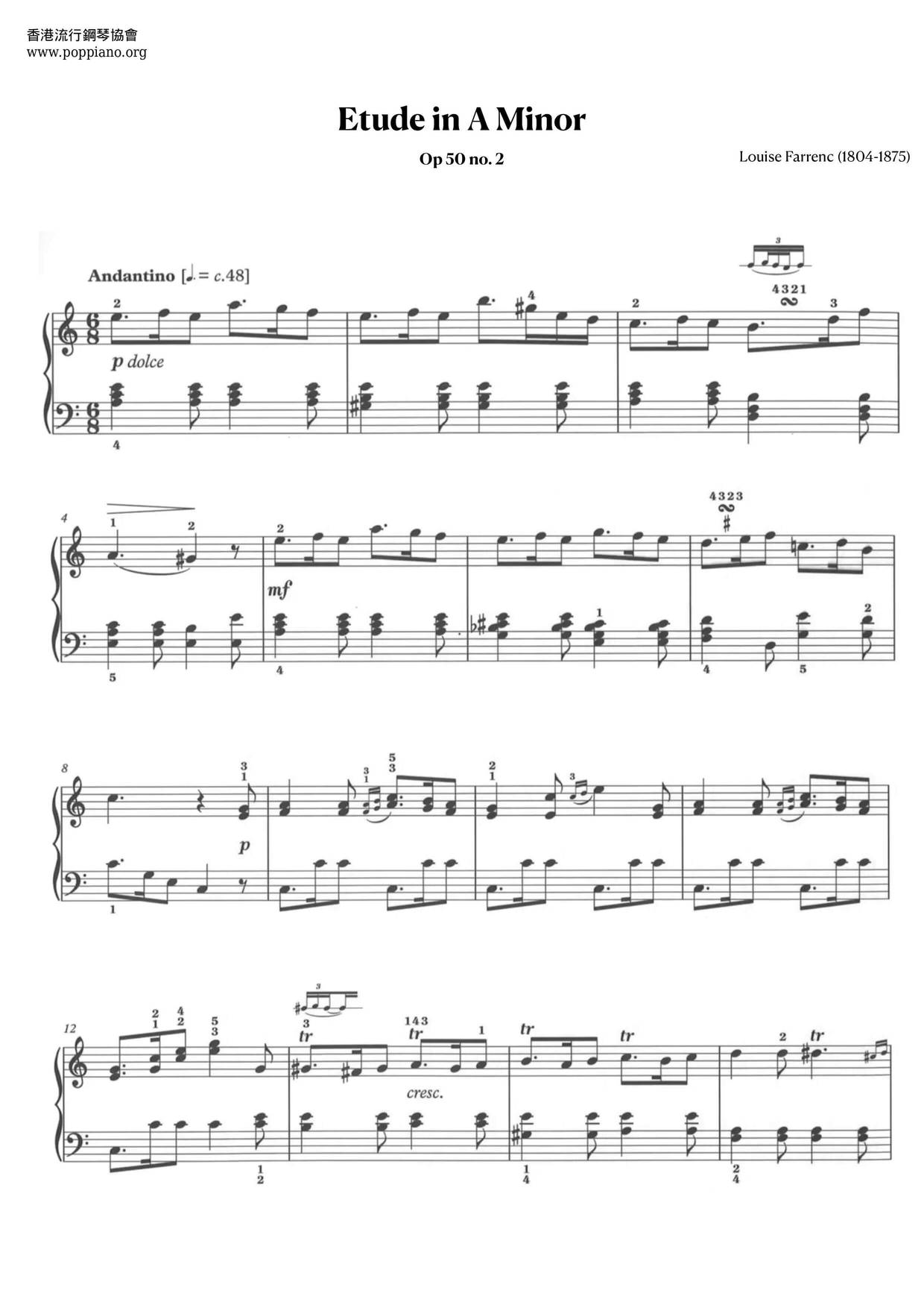 Etude in A Minor, Op.50, No.2琴譜