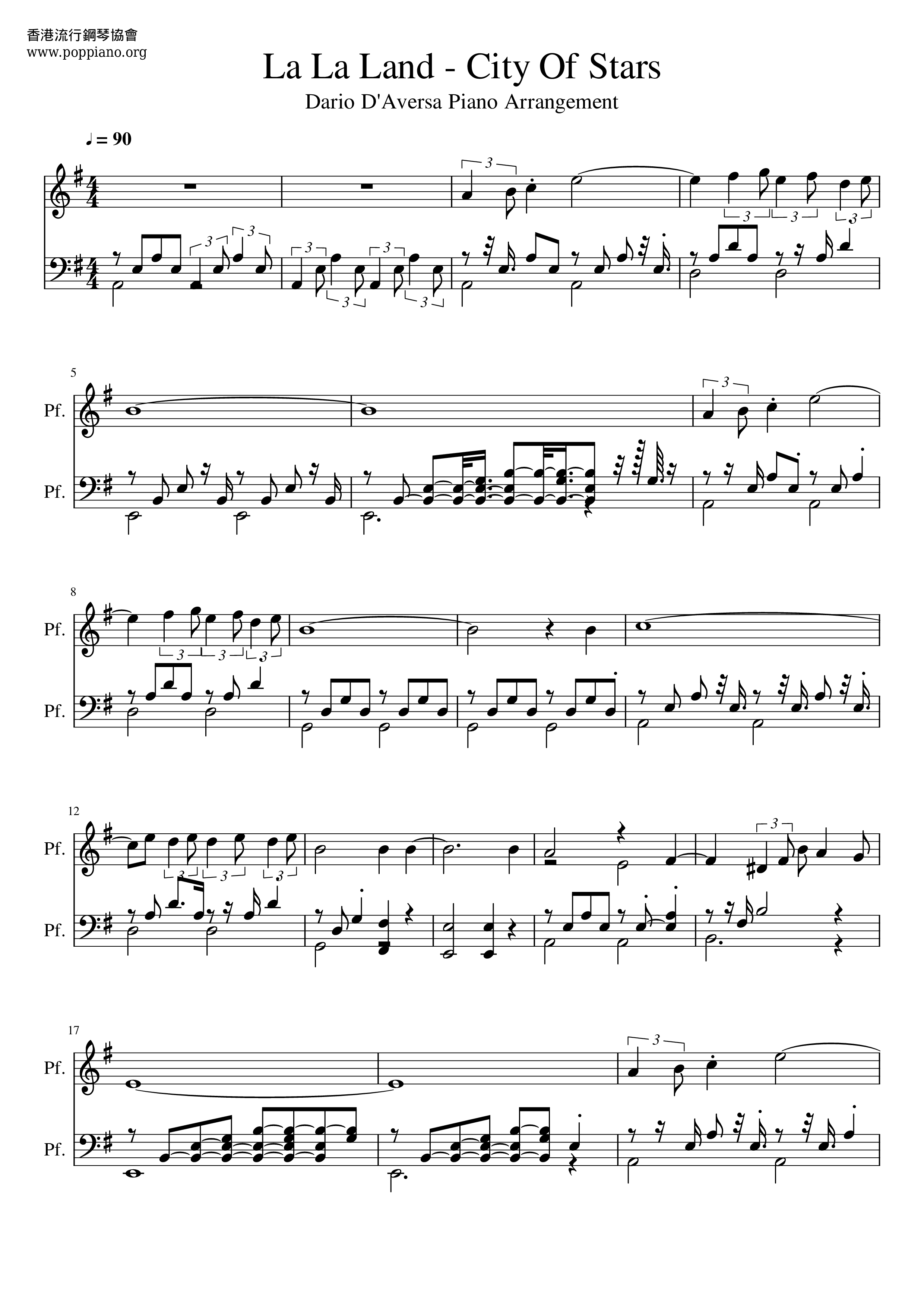 City of Stars (from La La Land) sheet music for accordion (PDF)