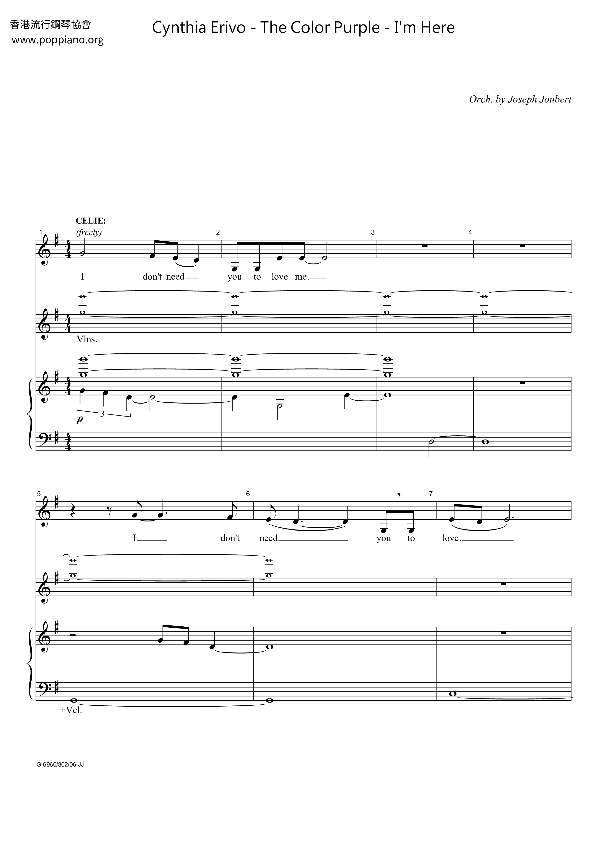 ☆ Cynthia Erivo-The Color Purple - I'm Here Sheet Music pdf