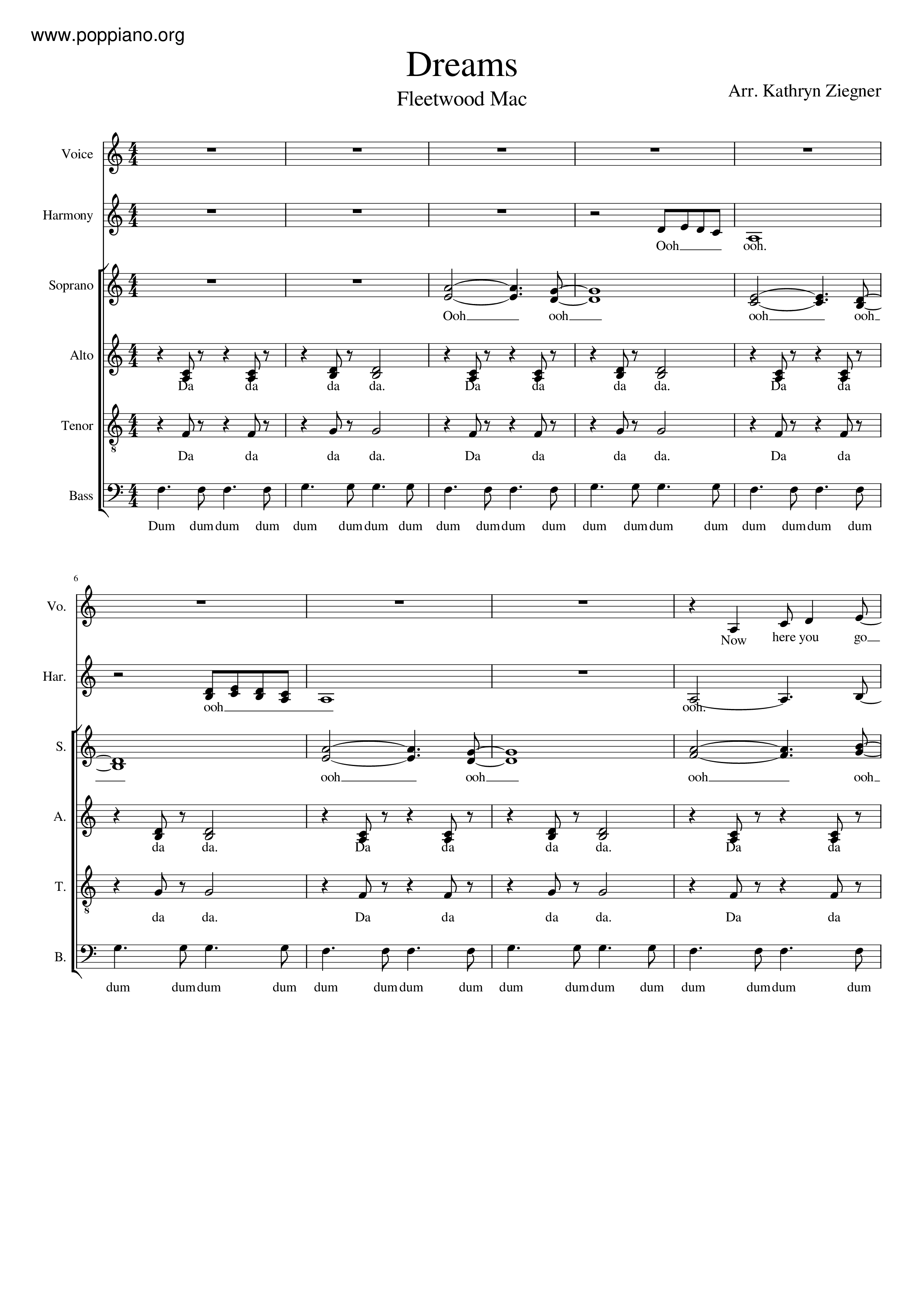 Fleetwood Mac Dreams Sheet Music Pdf Free Score Download 