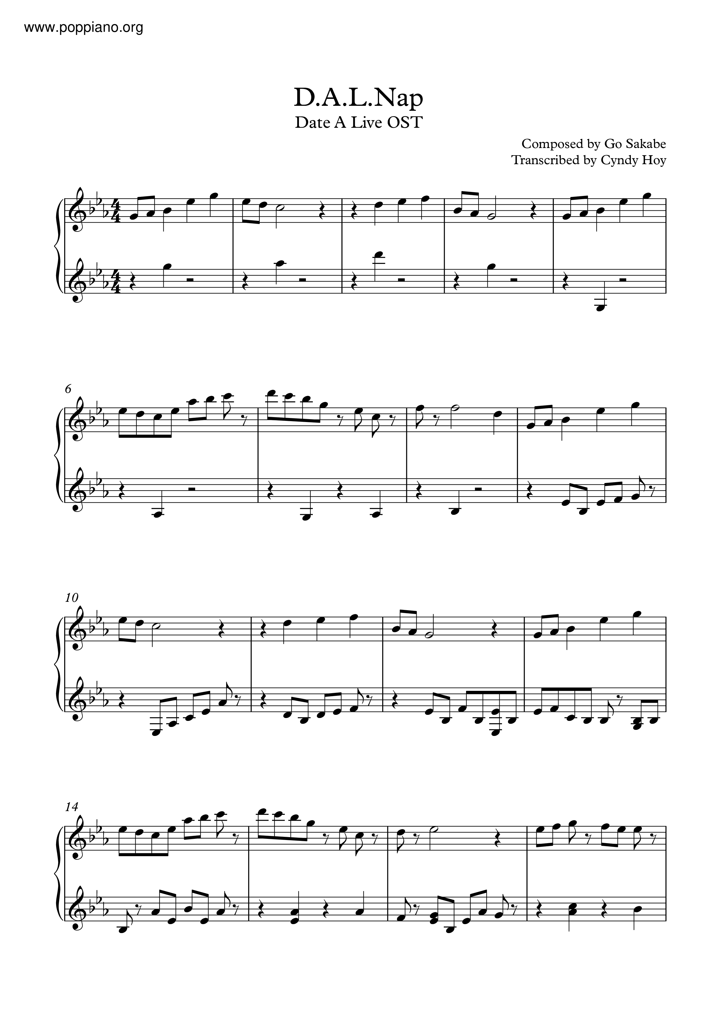 Date A Live Sheet music for Piano (Solo)