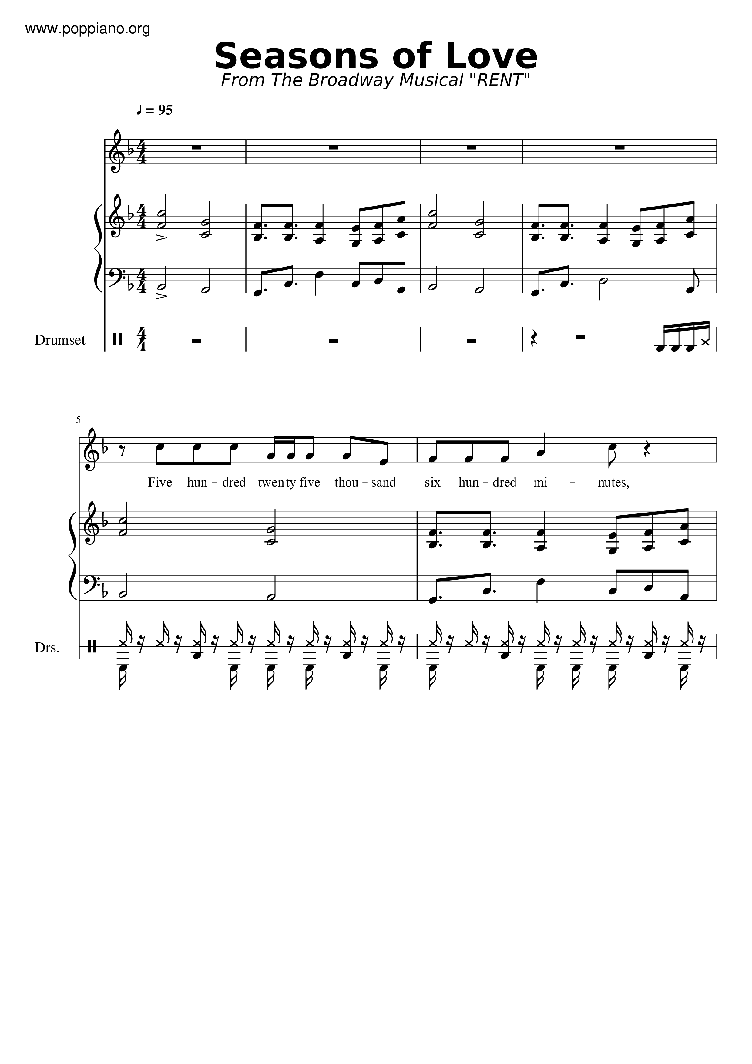 Rent-Seasons Of Love Sheet Music Pdf, - Free Score Download ★