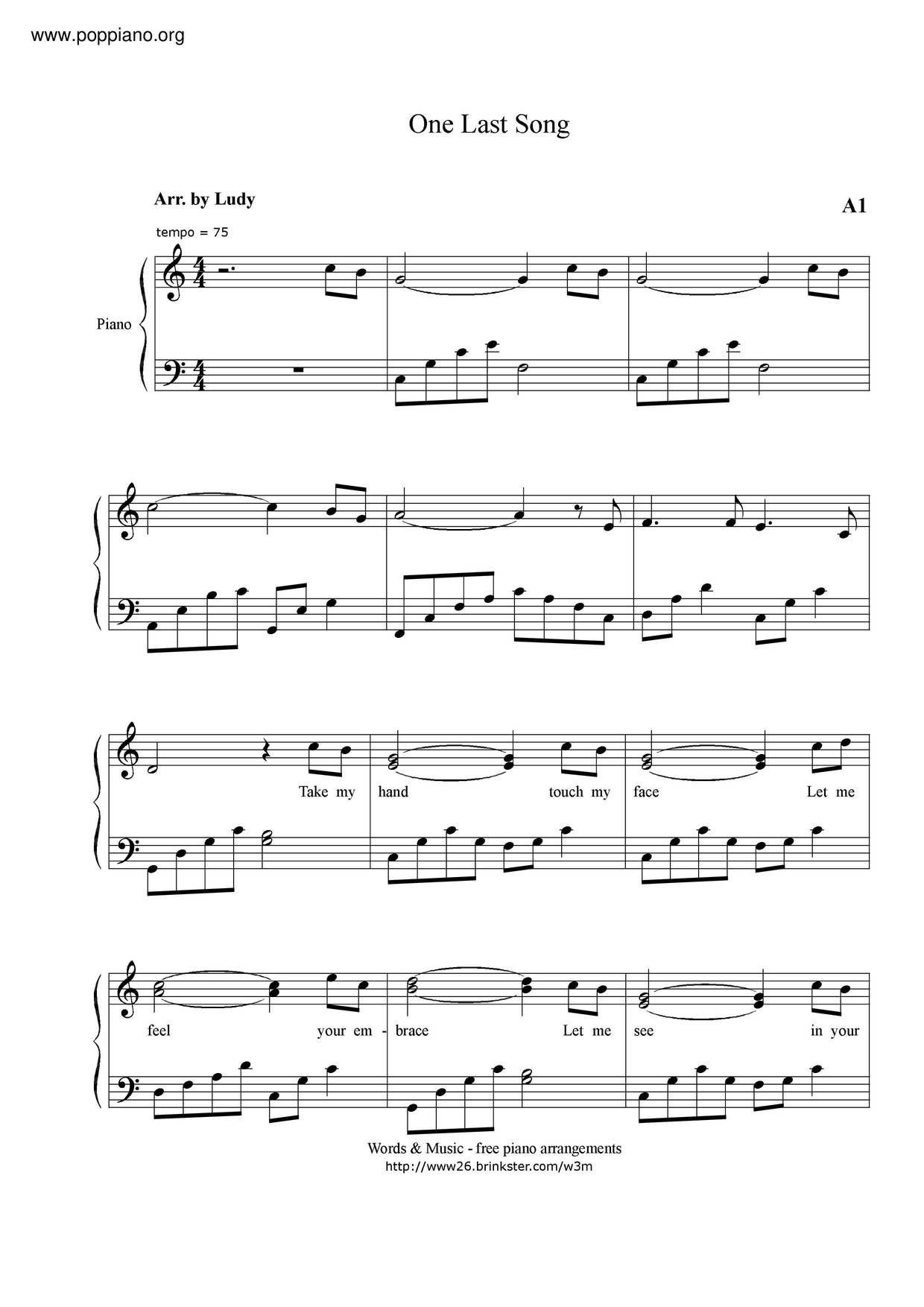 a1-one-last-song-sheet-music-pdf-free-score-download