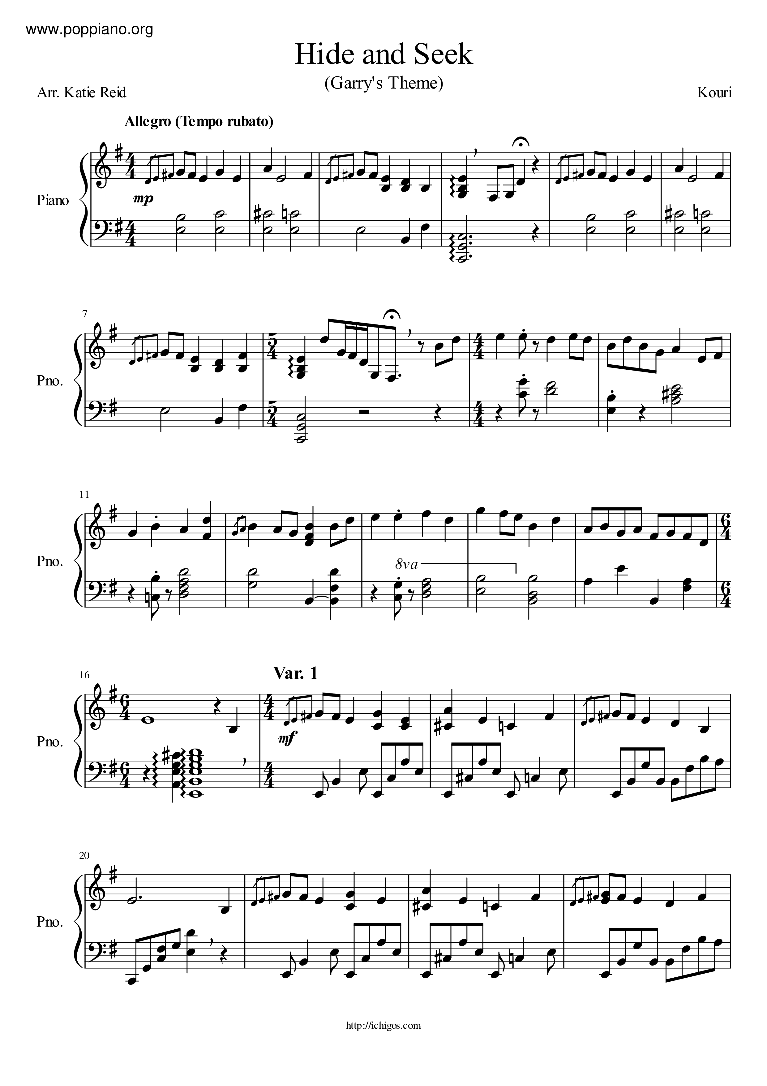Hide & Seek Sheet Music (Piano)