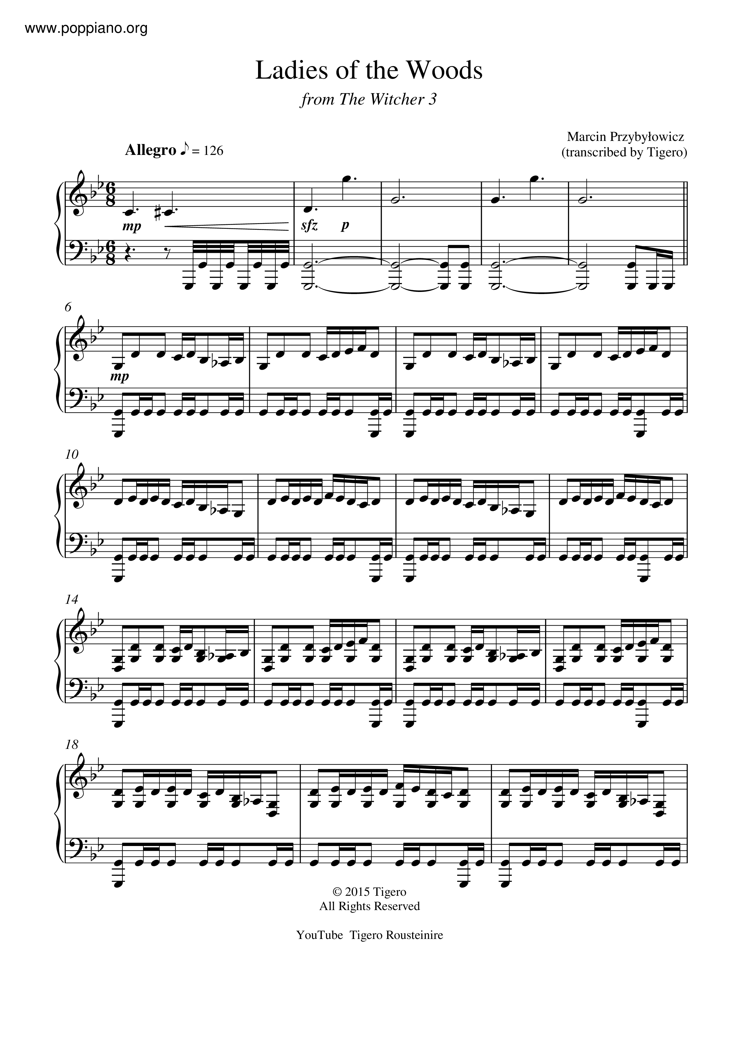 The Witcher 3 Ladies Of The Woods Sheet Music Pdf Free Score Download 