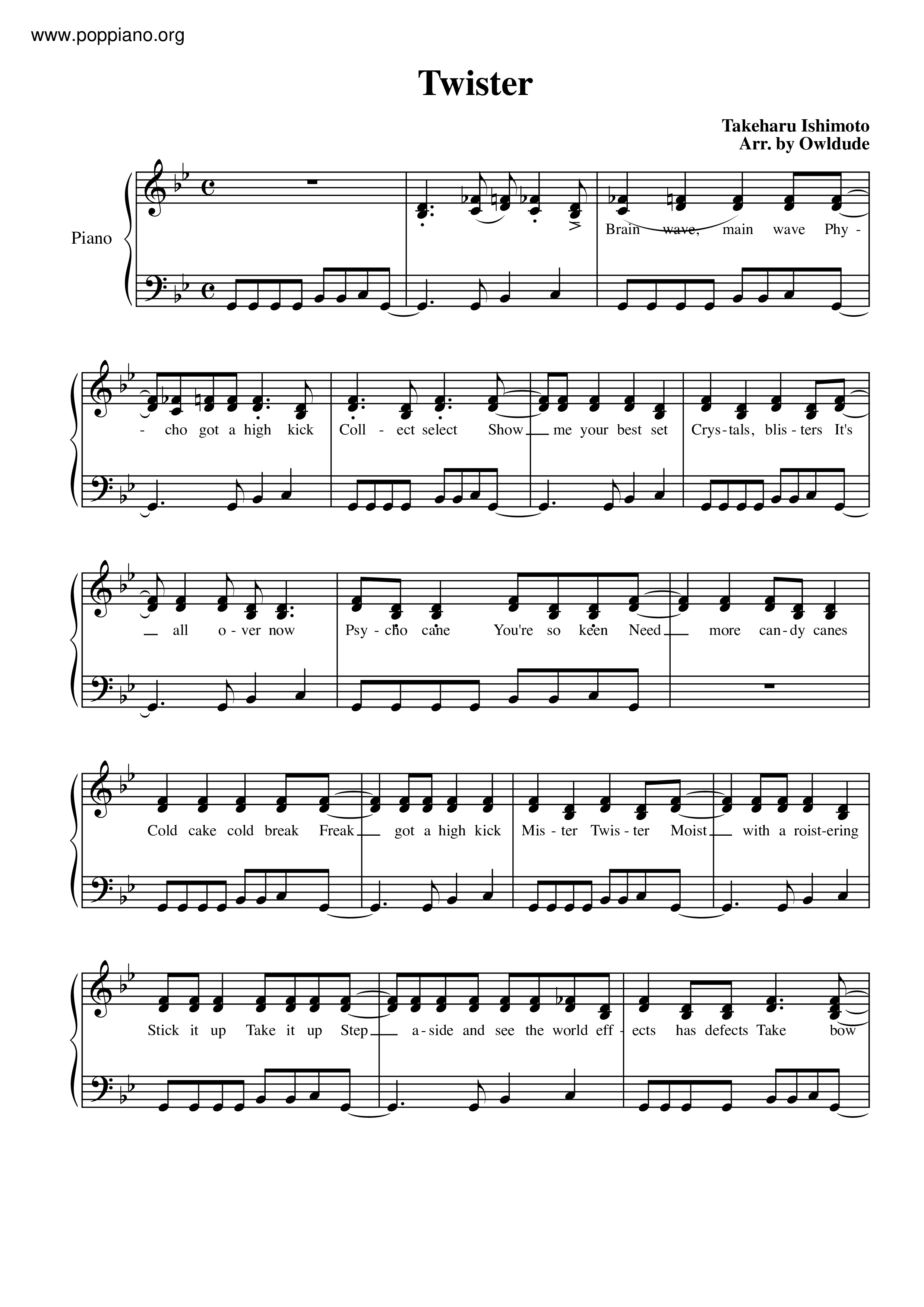 The World Ends With YouTwister Sheet Music pdf, Free Score Download ★