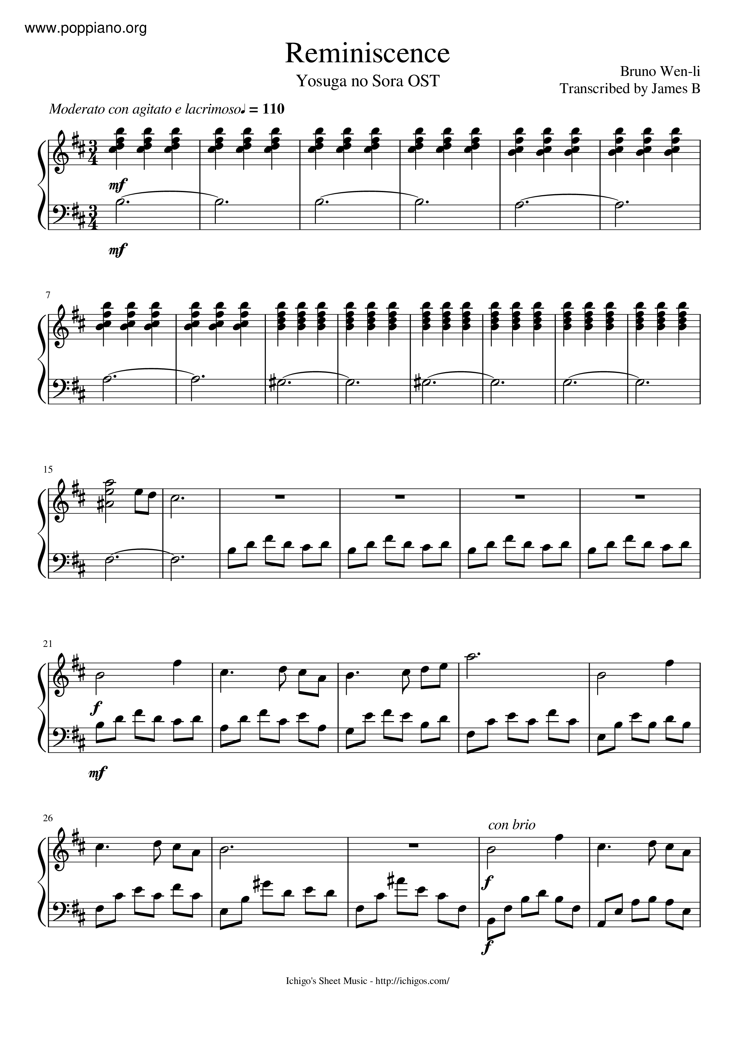 Play Kioku (Yosuga no Sora) Music Sheet