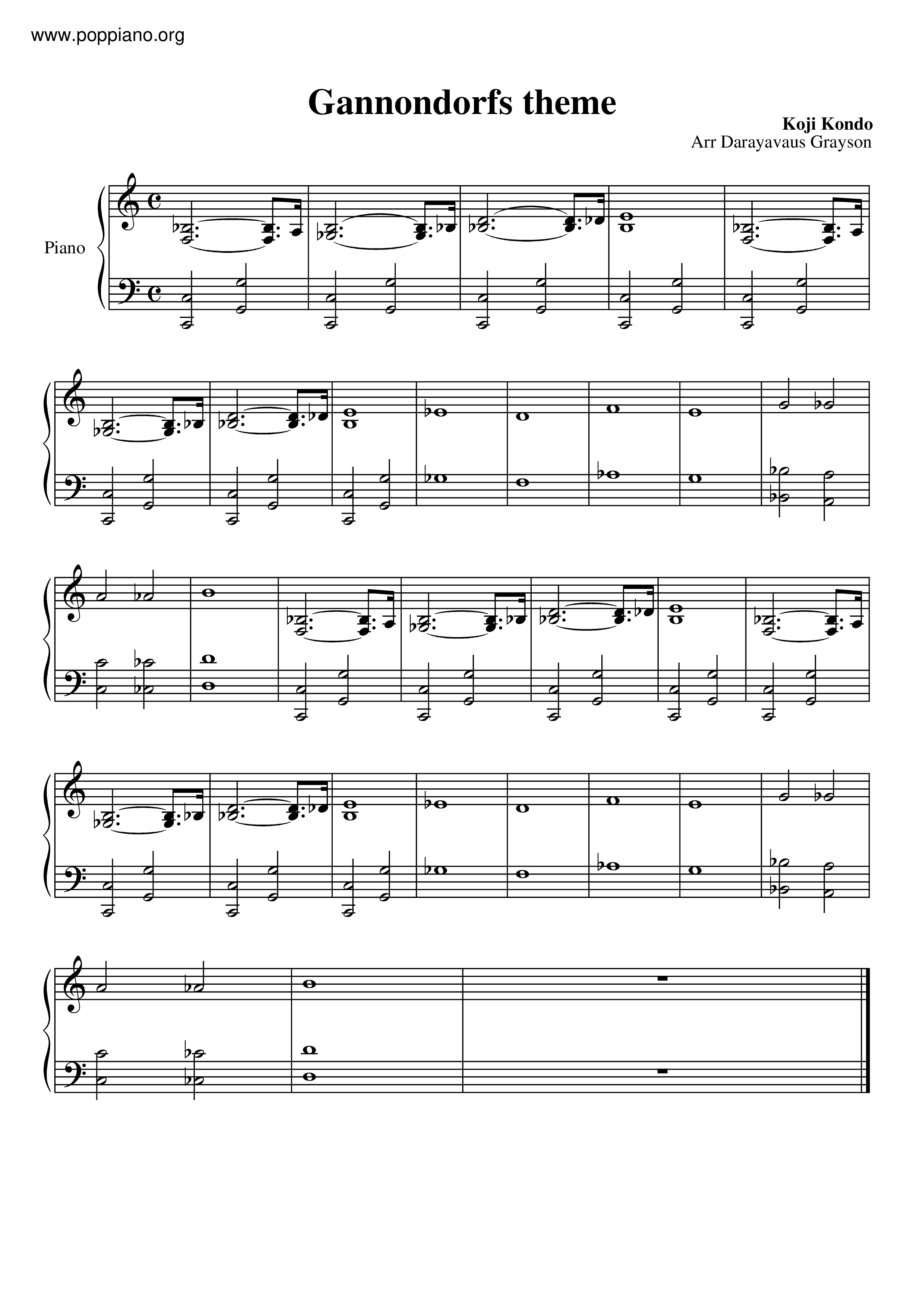 ☆ゼルダの伝説 時のオカリナ - Gannondorf's Theme ピアノ譜pdf- 香港 