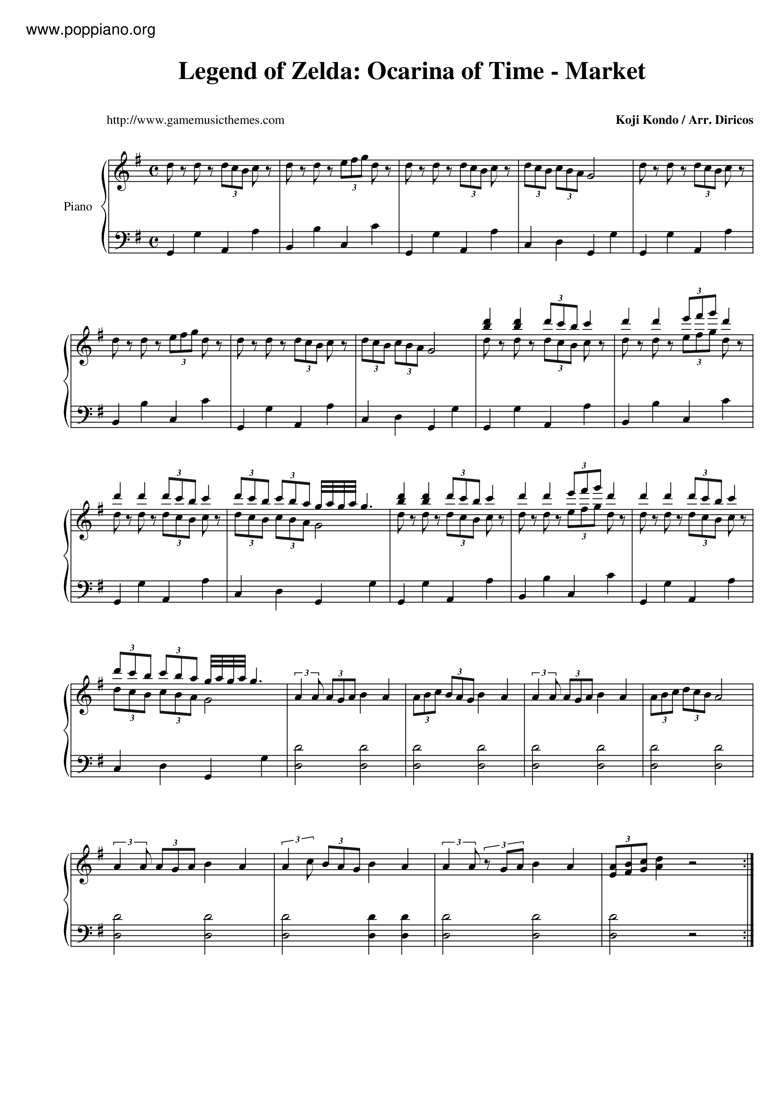 ☆ゼルダの伝説 時のオカリナ - Market ピアノ譜pdf- 香港ポップピアノ 