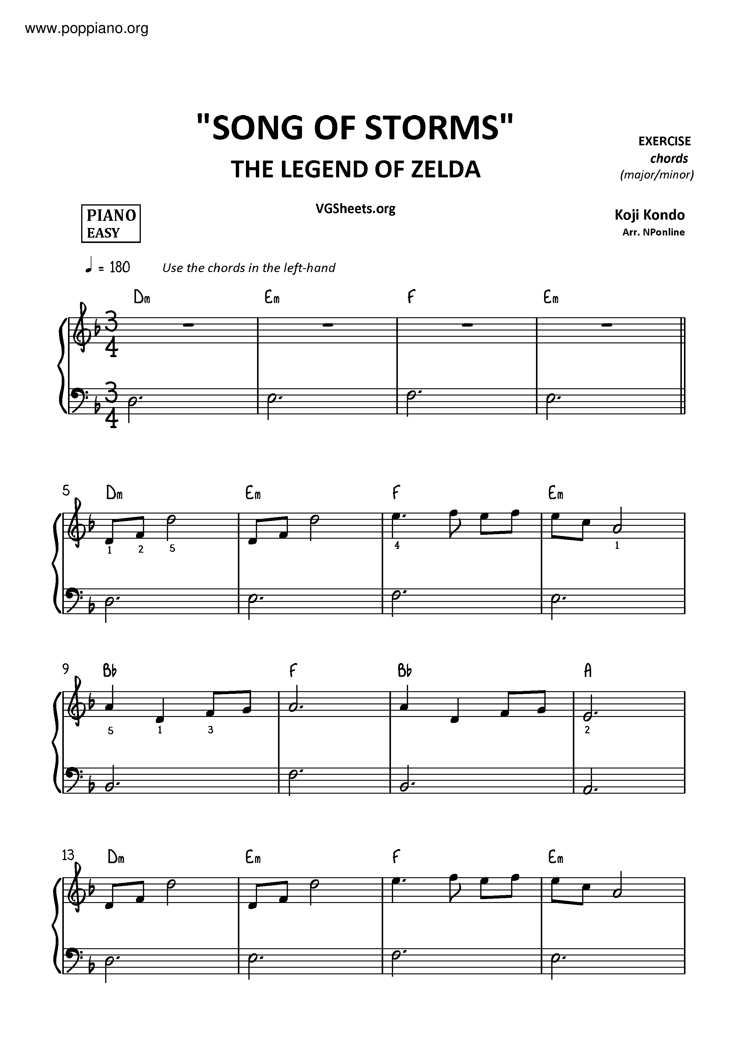 The Legend Of Zelda Ocarina Of Time Song Of Storms Sheet Music Pdf