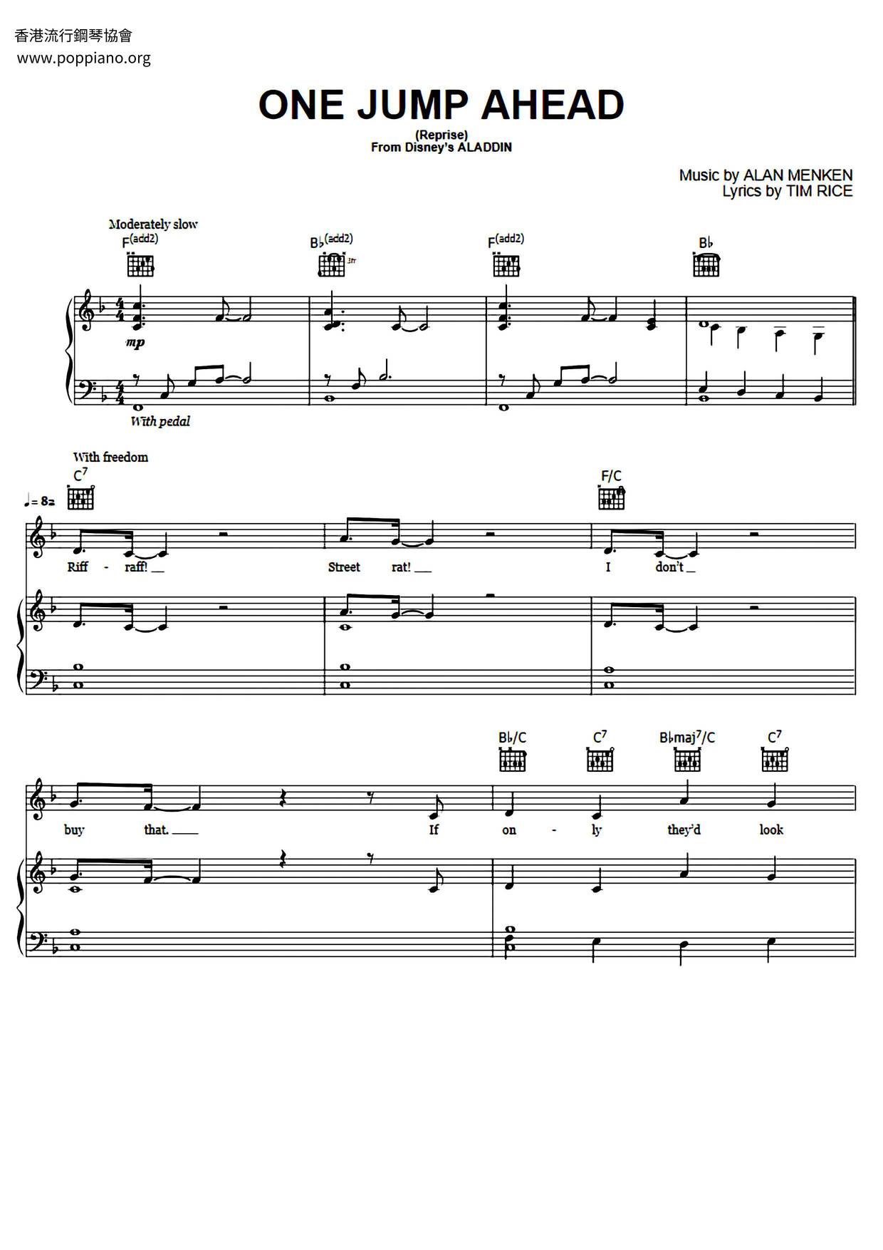 Aladdin-One Jump Ahead Sheet Music Pdf, - Free Score Download ★