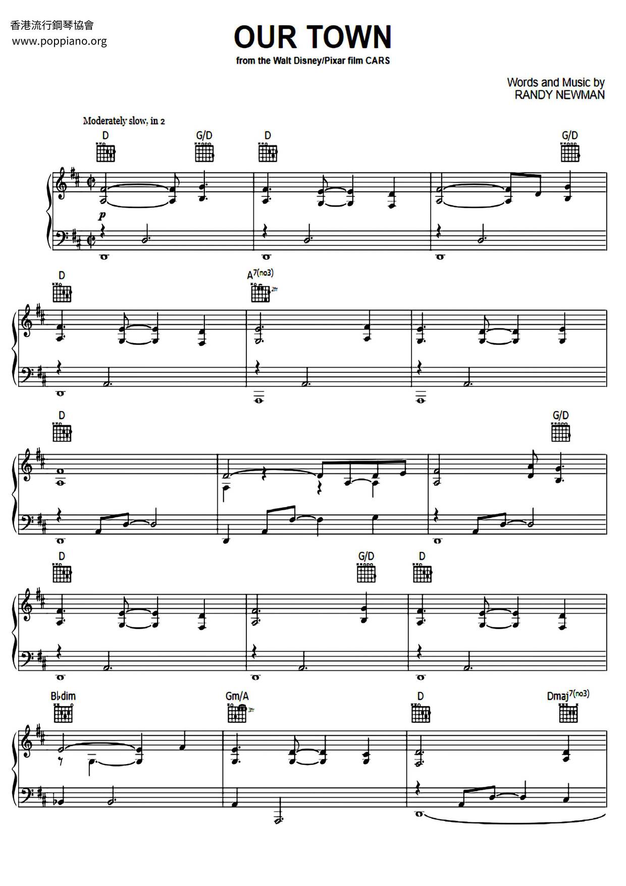 Our Town Sheet Music James Taylor Our Town from Cars Sheet