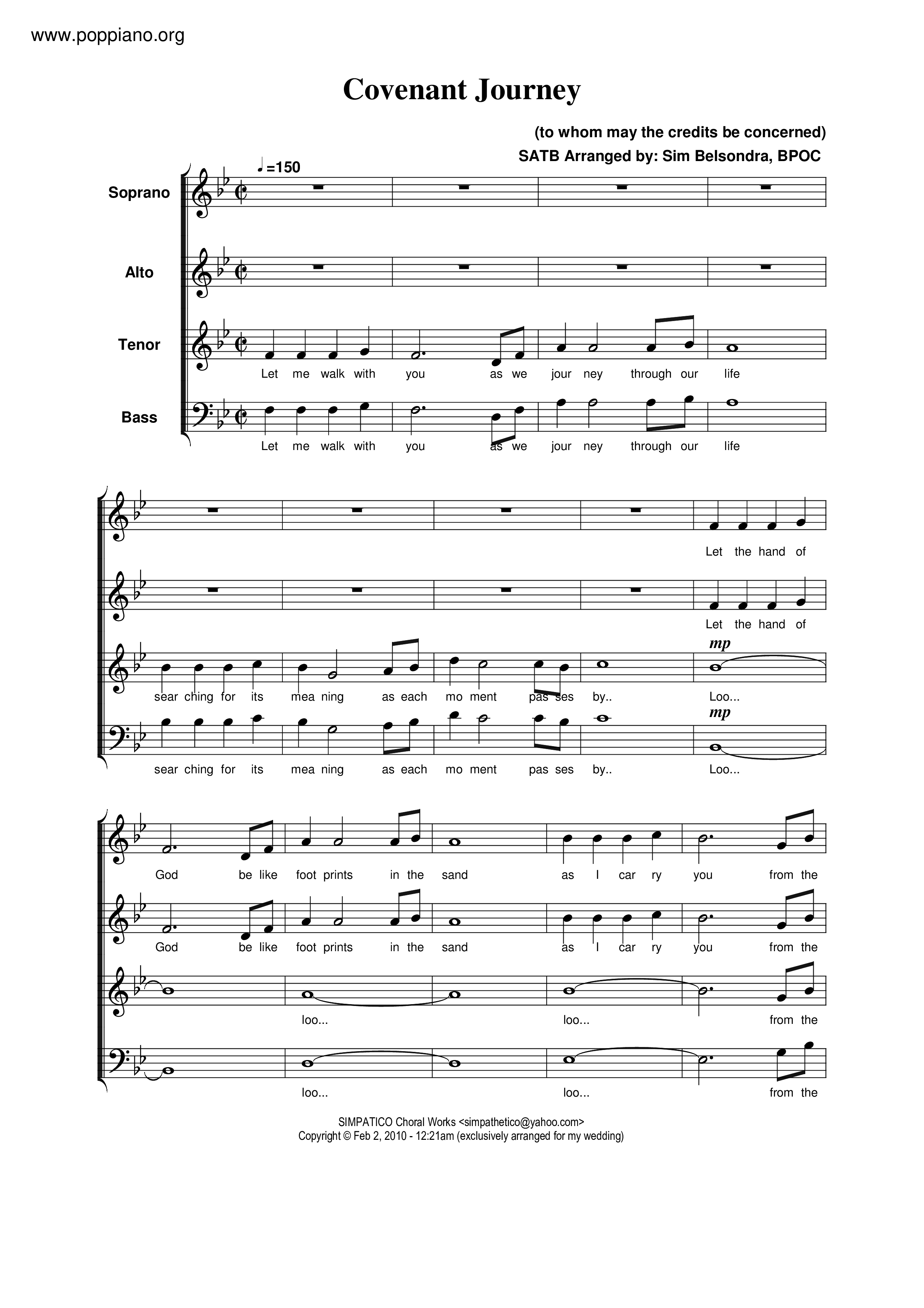 Spiritual-Covenant Journey Sheet Music pdf, - Free Score Download ★