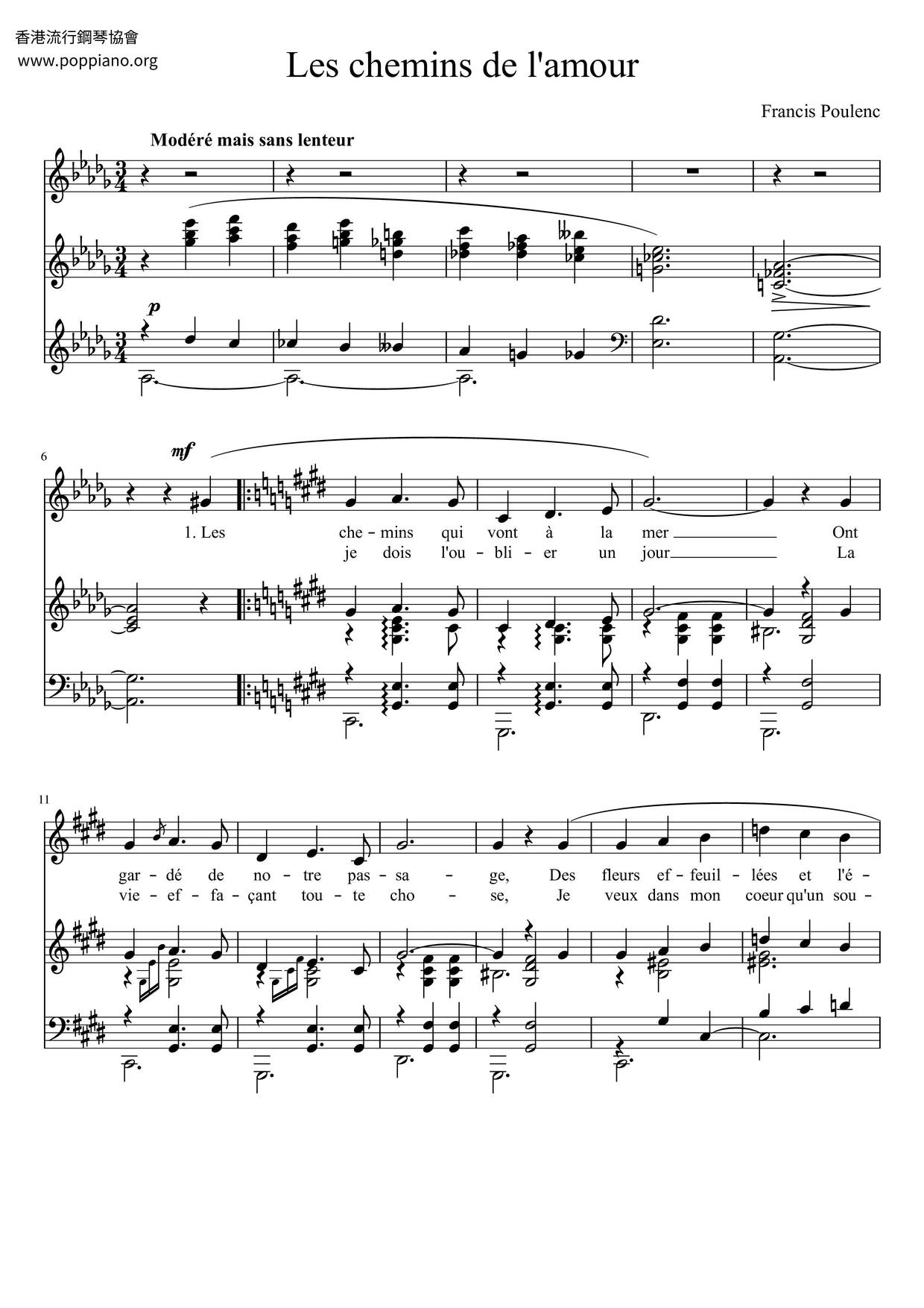 Francis Poulenc-Les Chemins De L'Amour Sheet Music Pdf, - Free Score ...