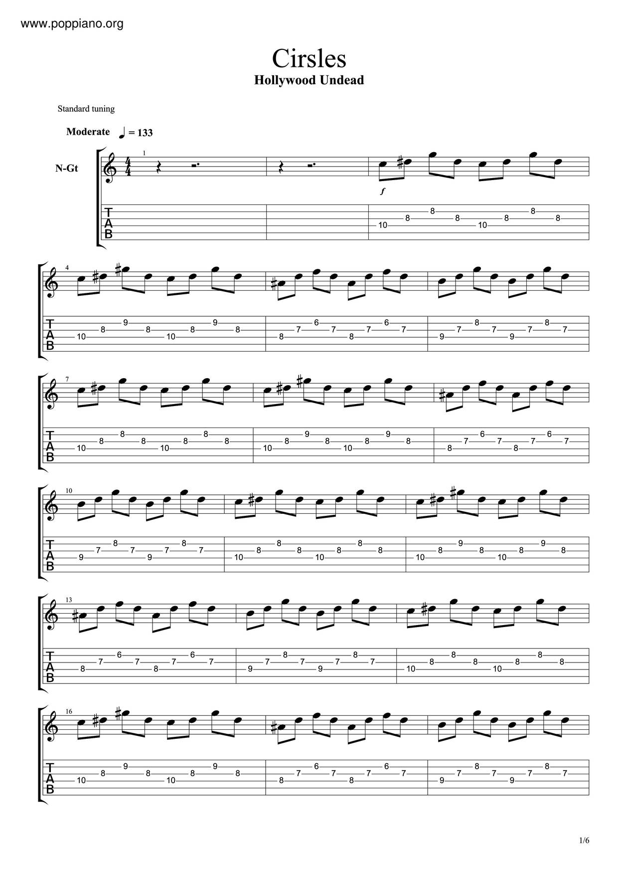 ☆ Hollywood Undead-Circles Sheet Music Pdf, - Free Score Download ☆