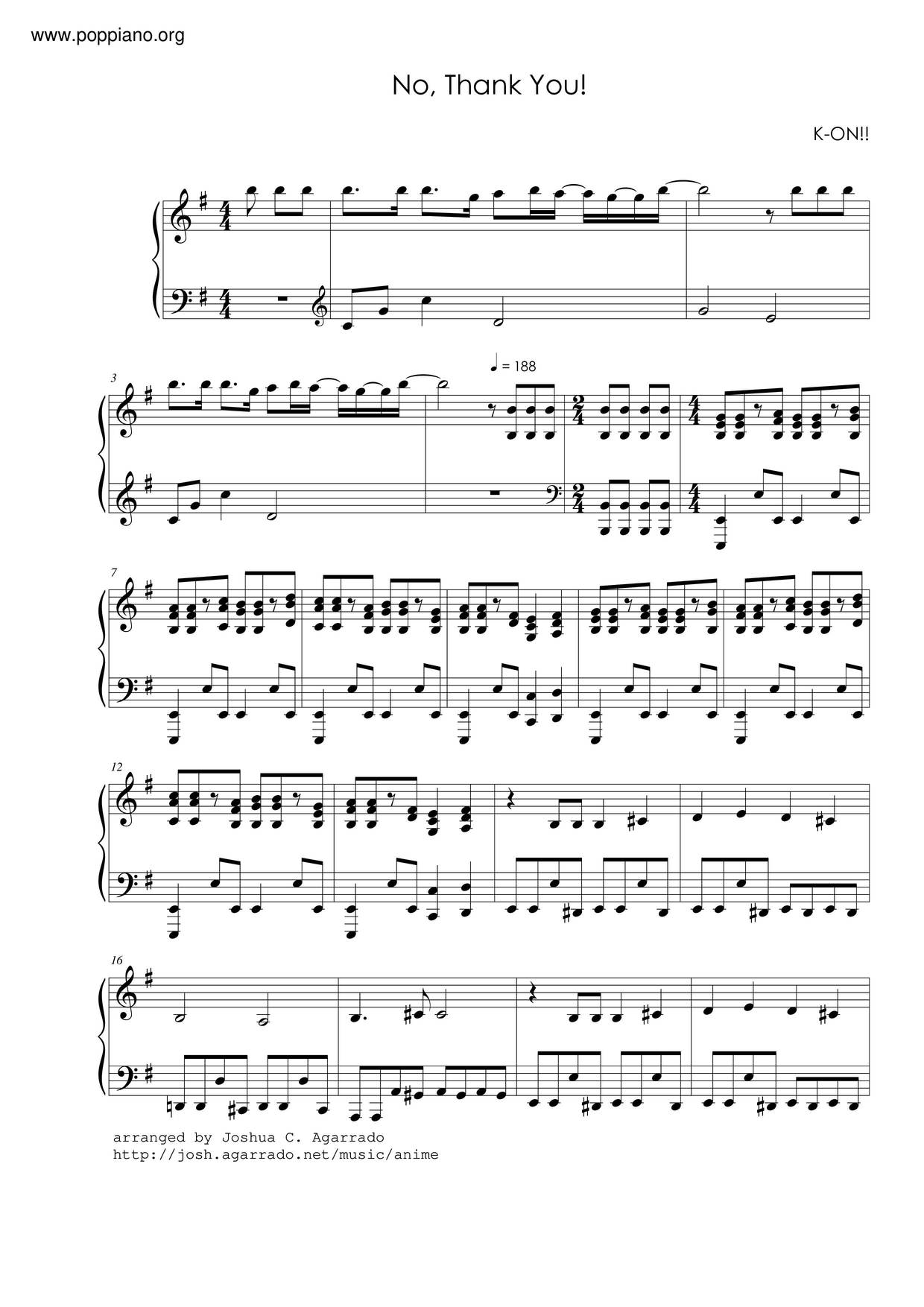 ☆ anime-No, Thank You! Sheet Music pdf, - Free Score Download ☆