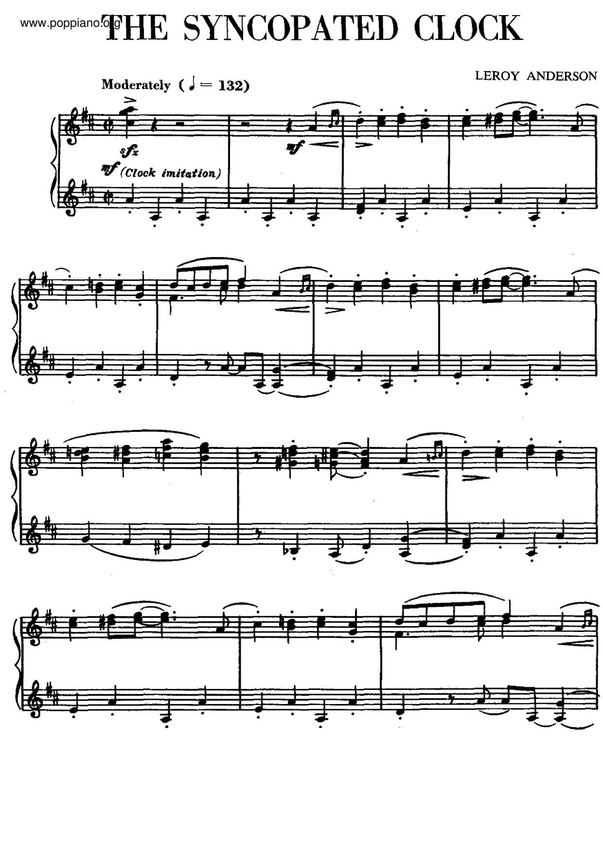 ☆ Leroy Anderson-The Syncopated Clock 琴譜pdf-香港流行鋼琴協會琴譜下載☆