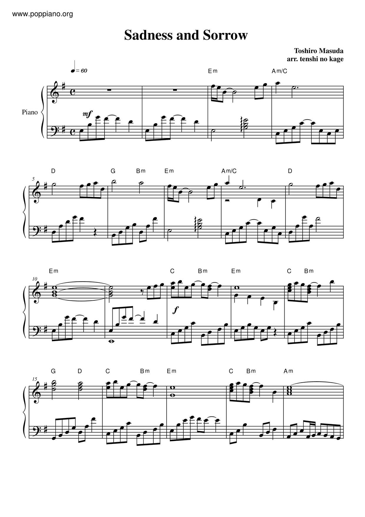 ☆ anime-Naruto-Sadness And Sorrow Sheet Music pdf, -ナルト 楽譜 - Free Score  Download ☆