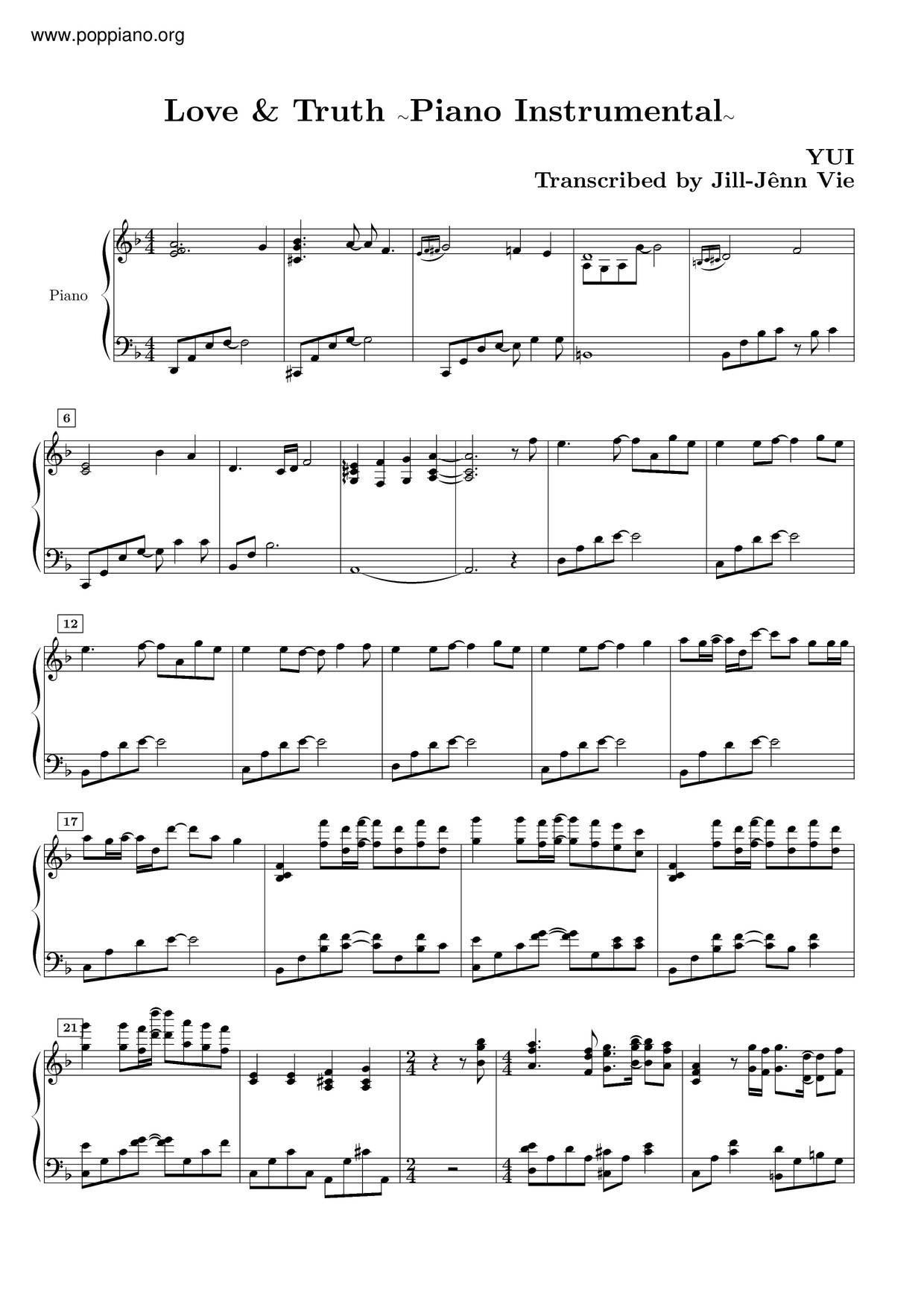 ☆ Yui Makino-Love And Truth Sheet Music pdf, - Free Score Download ☆