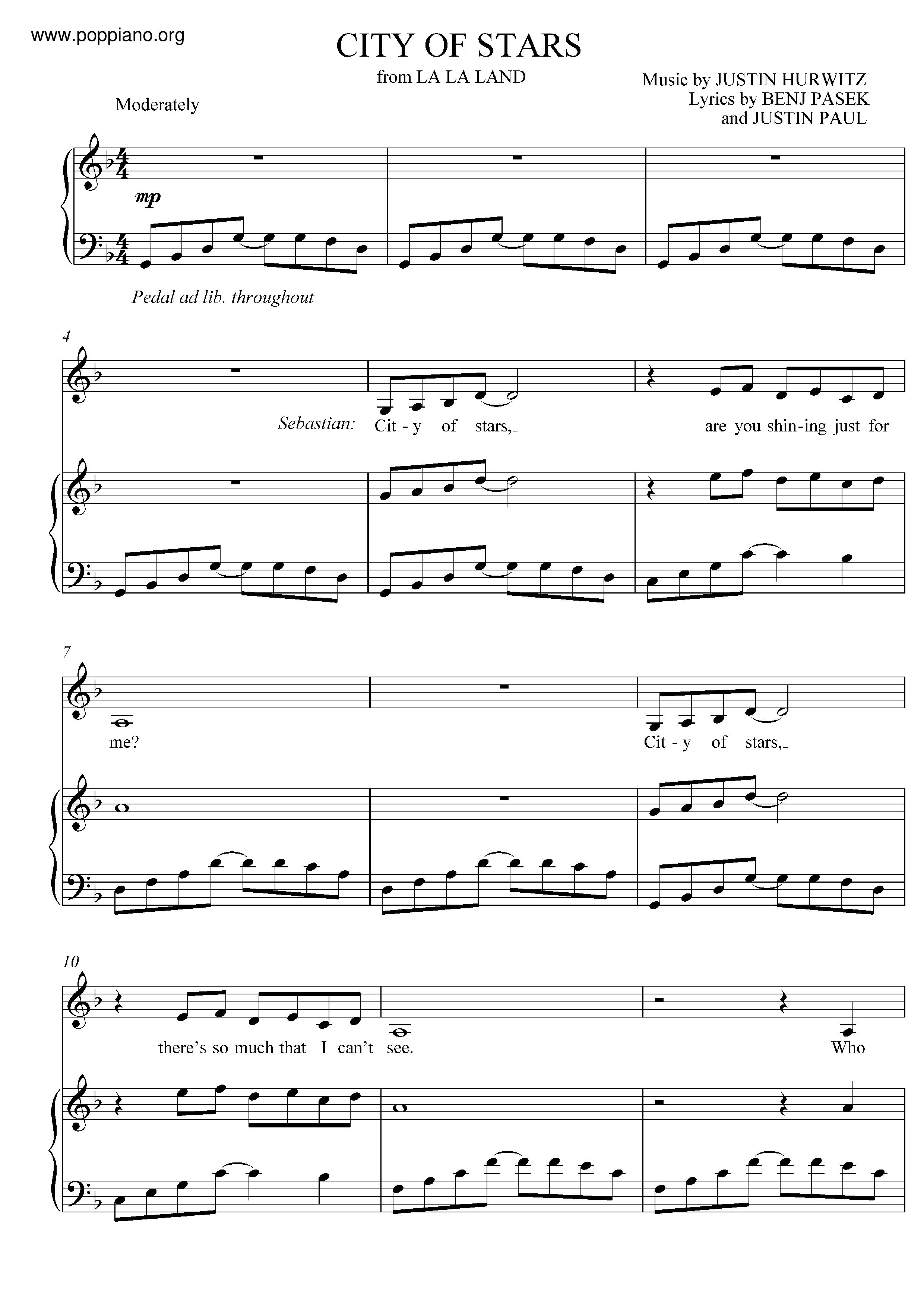 The Theorist City of Stars Sheet Music (Piano Solo) in D Minor - Download  & Print - SKU: MN0170976