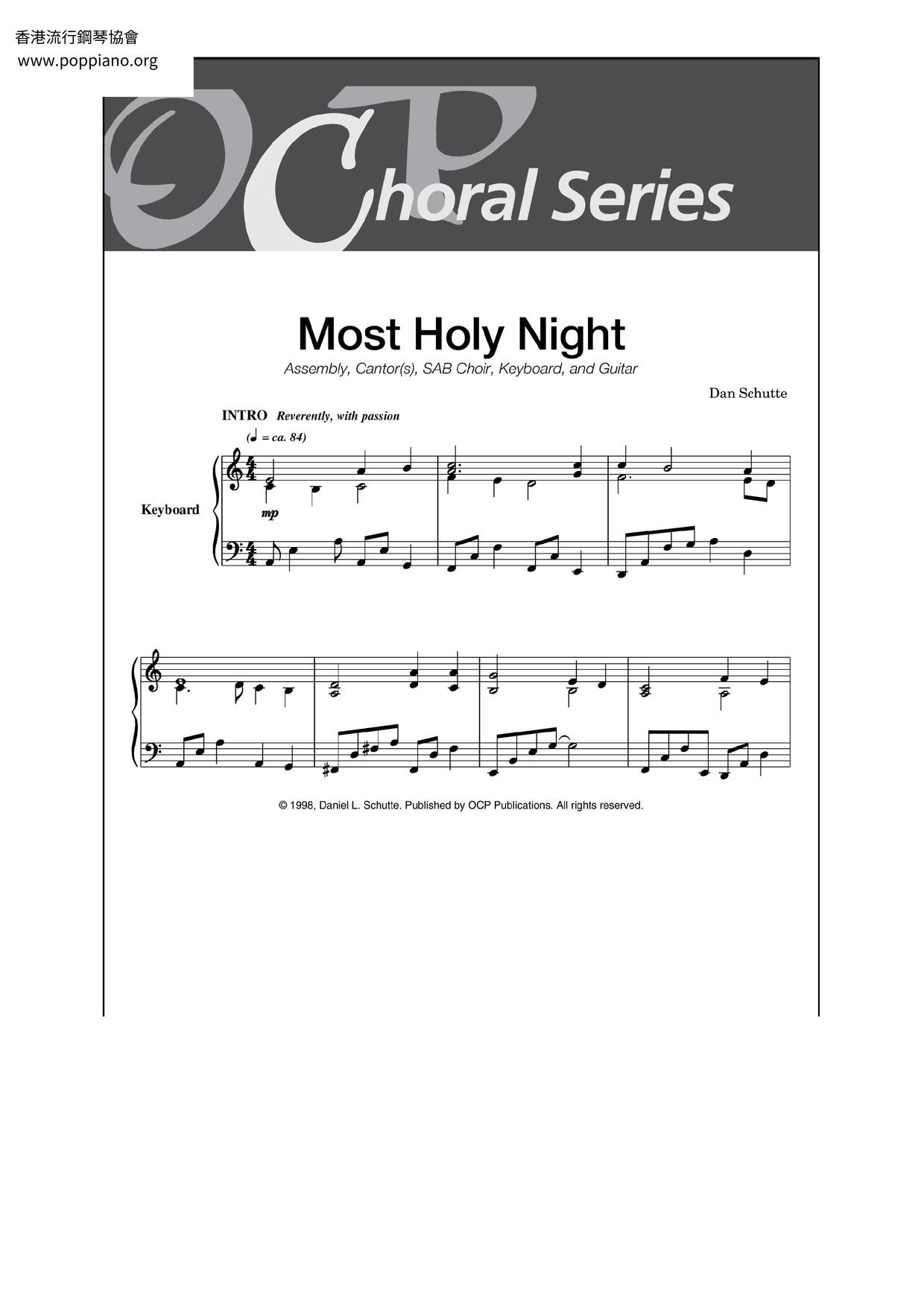 Most Holy Night Score