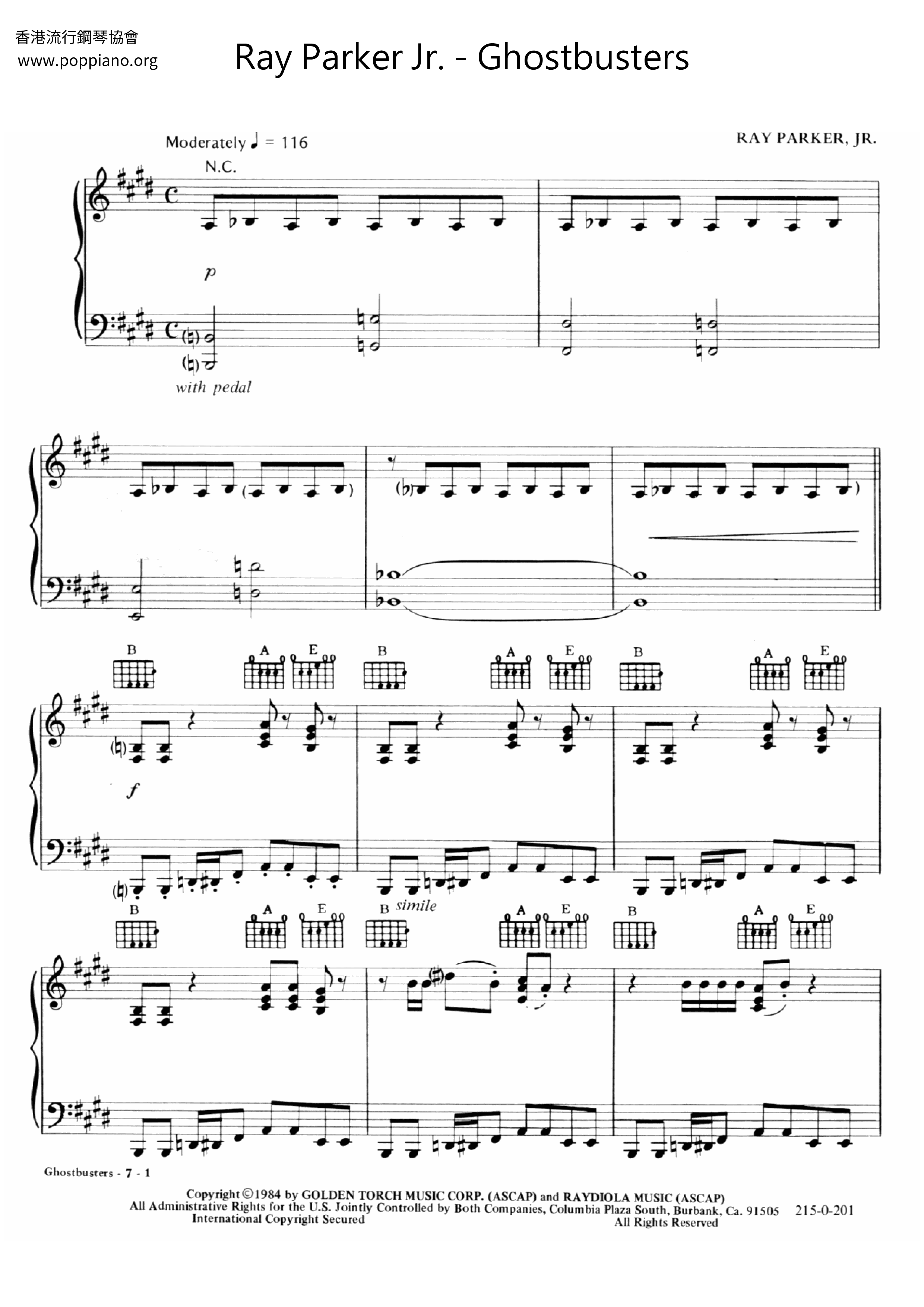 Ray Parker Jr.-Ghostbusters Sheet Music Pdf, - Free Score Download ★