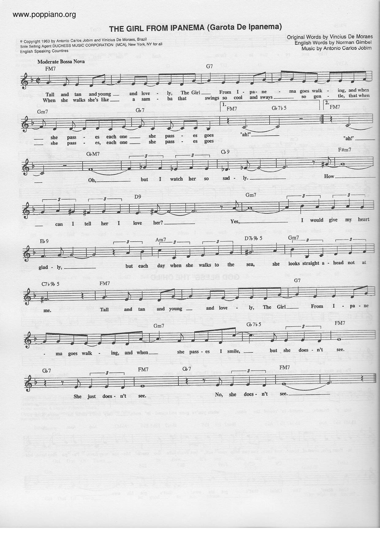Girl From Ipanema Sheet Music Free | Hot Sex Picture