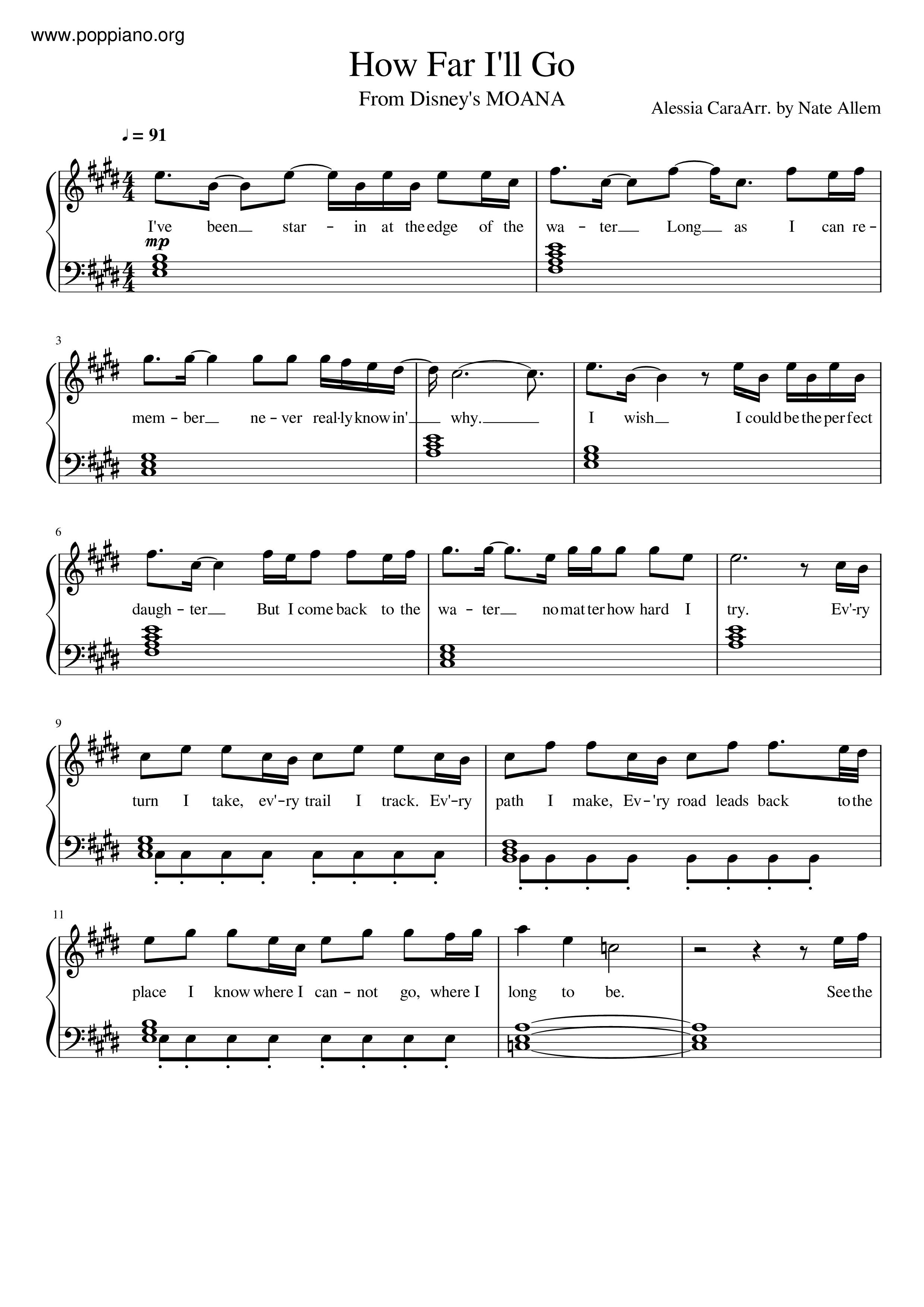 Auli i Cravalho Moana How Far I ll Go Sheet Music pdf Free