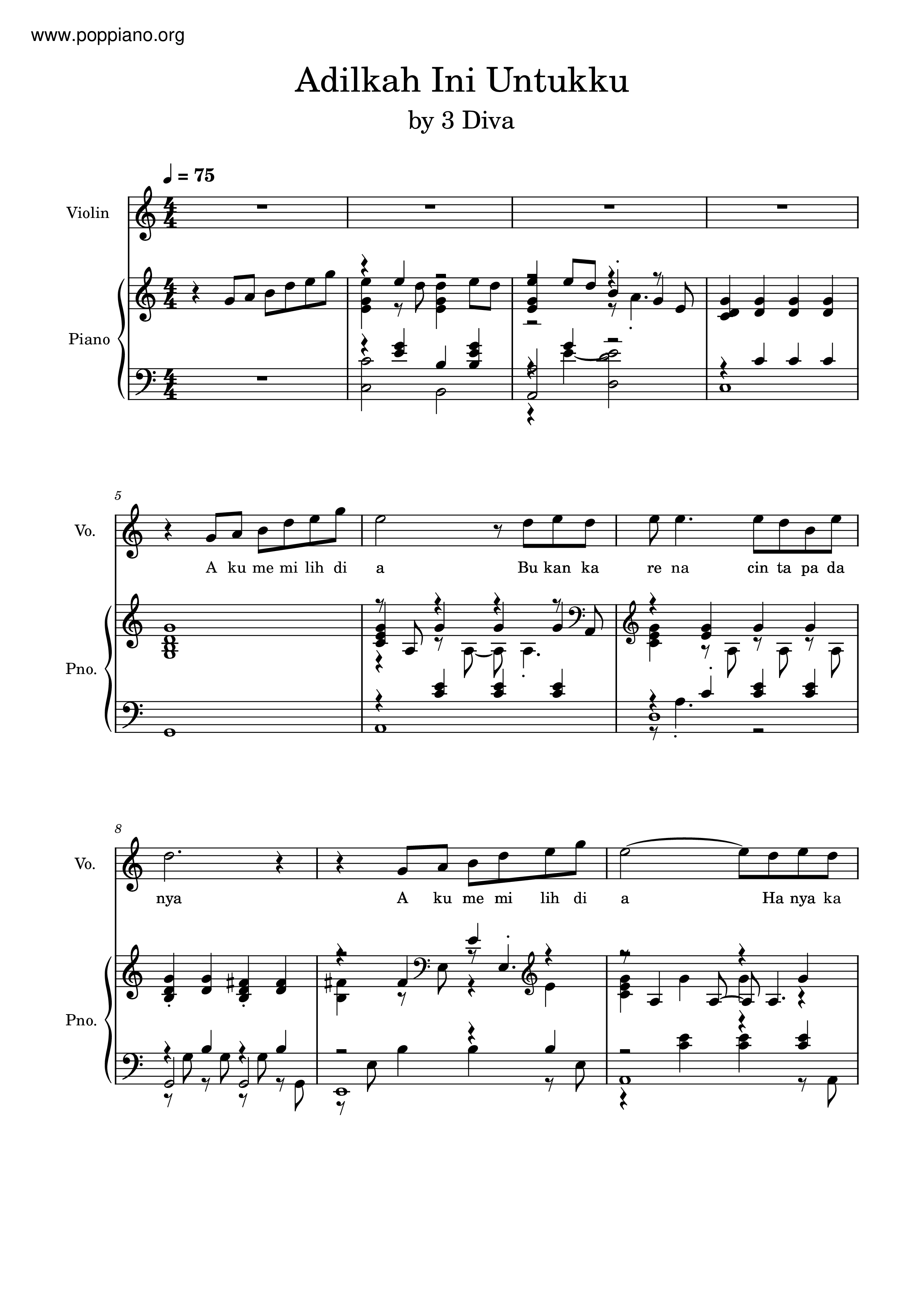 ☆ 3 Diva-Adilkah Ini Untukku Sheet Music pdf, - Free Score