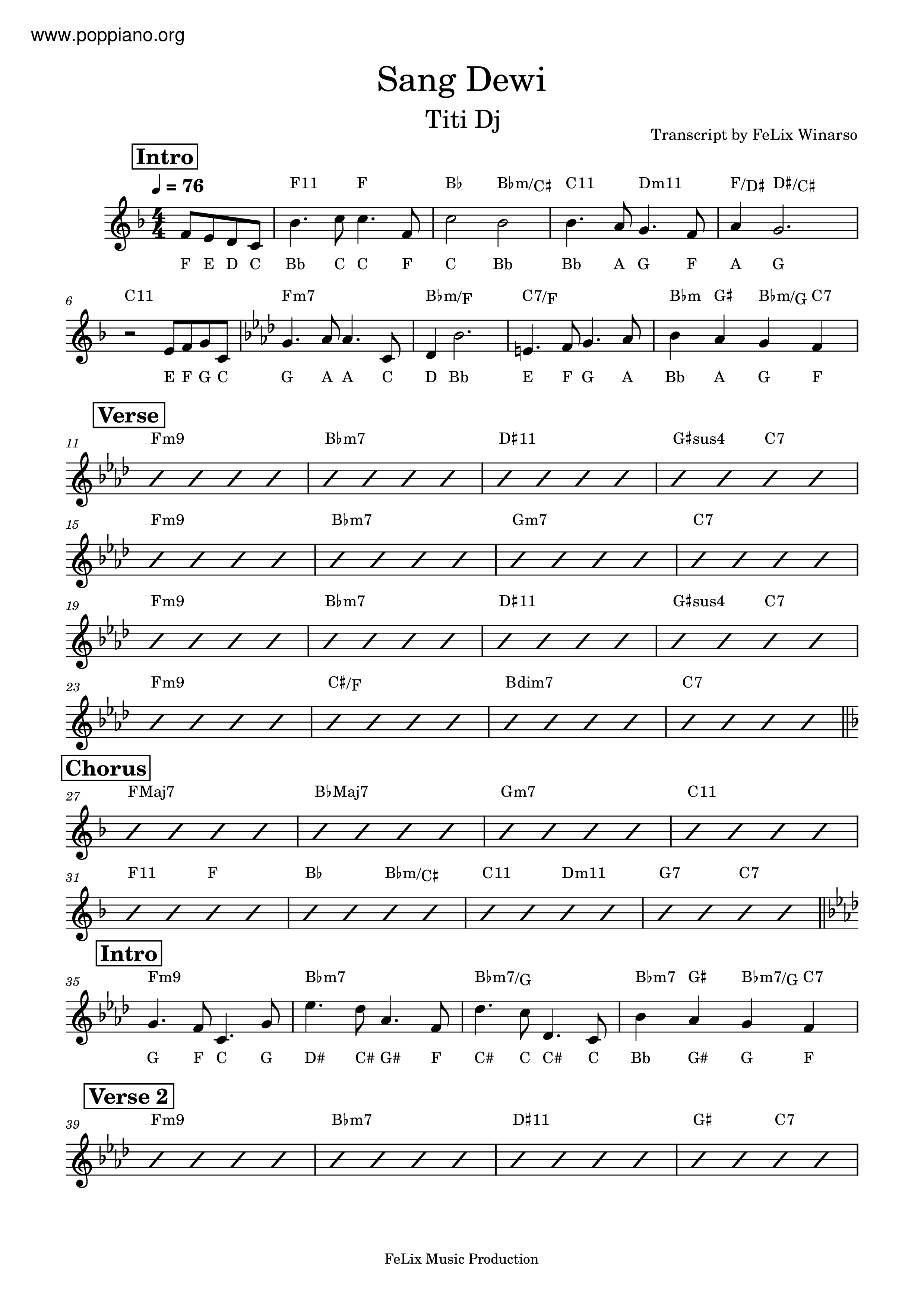 Titi DJ-Sang Dewi Sheet Music pdf, - Free Score Download ★