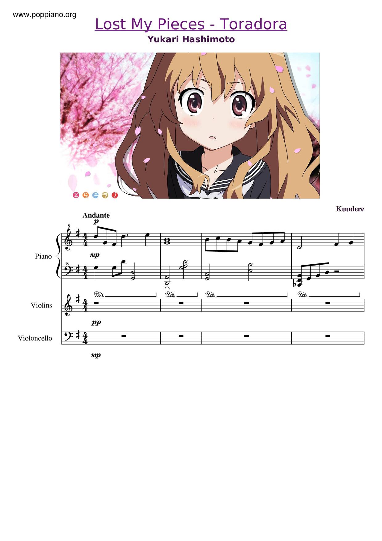 Toradora Ost - Lost My Pieces琴譜