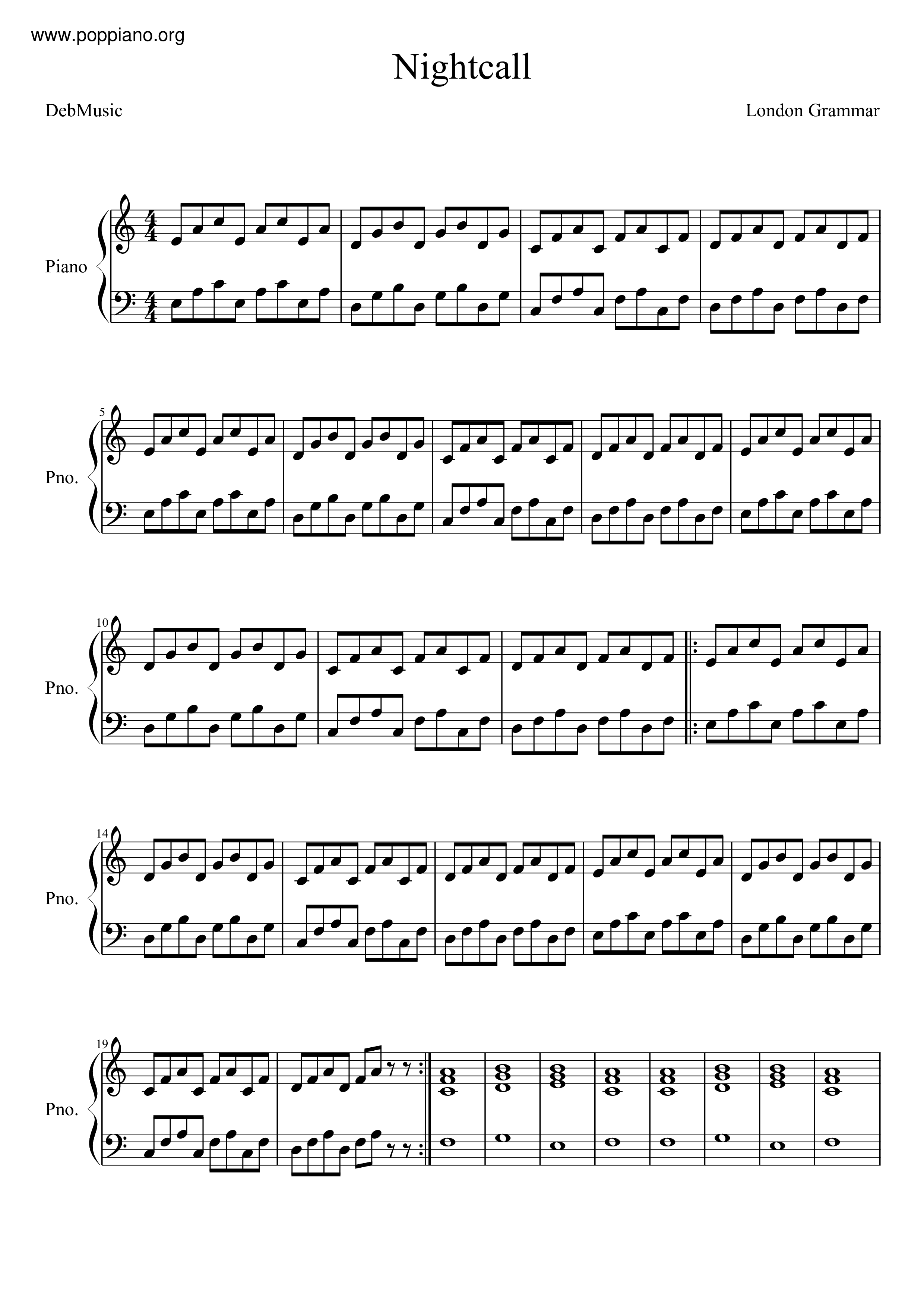 ☆ London Grammar-Nightcall Sheet Music Pdf, - Free Score Download ☆