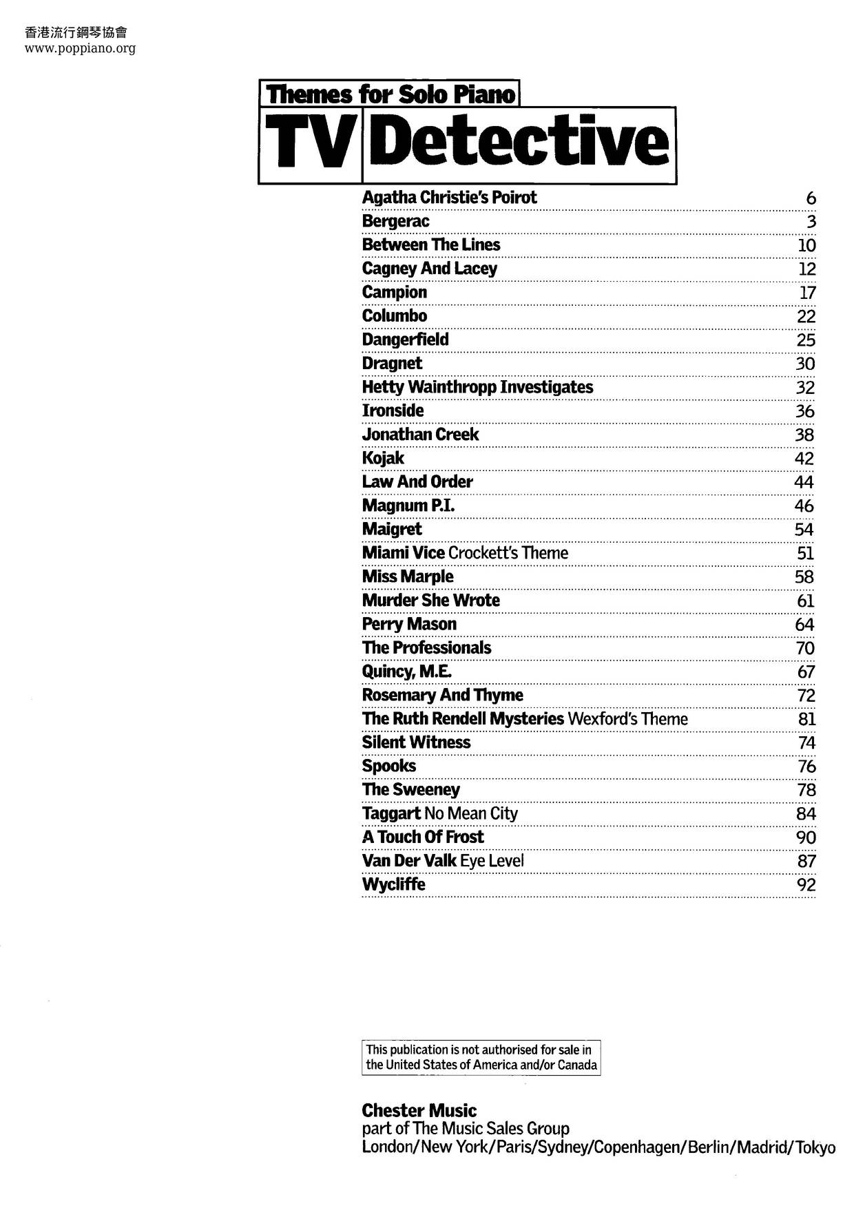 TV Themes For Solo Piano 97 Pages琴譜