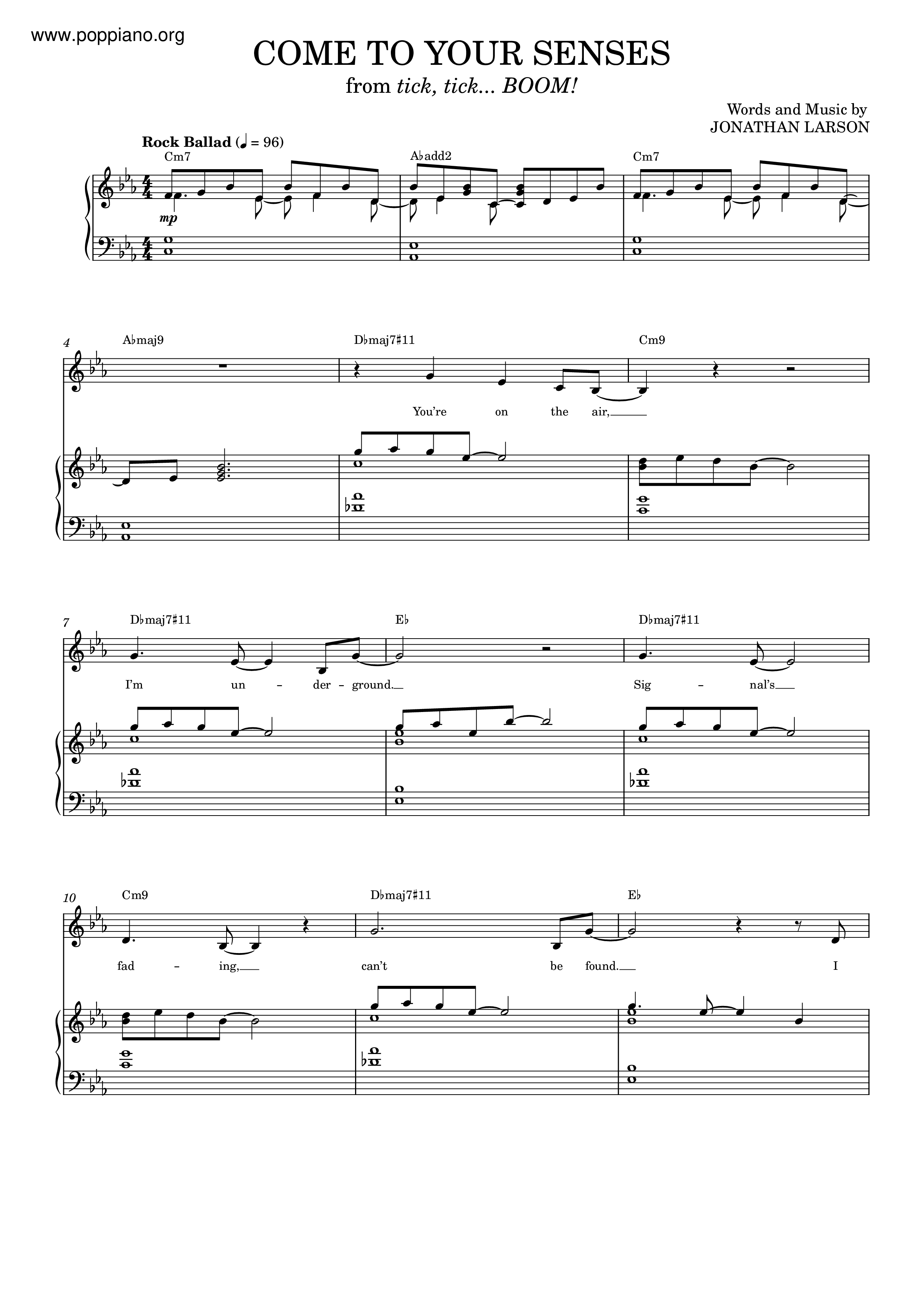 rent-come-to-your-senses-sheet-music-pdf-free-score-download