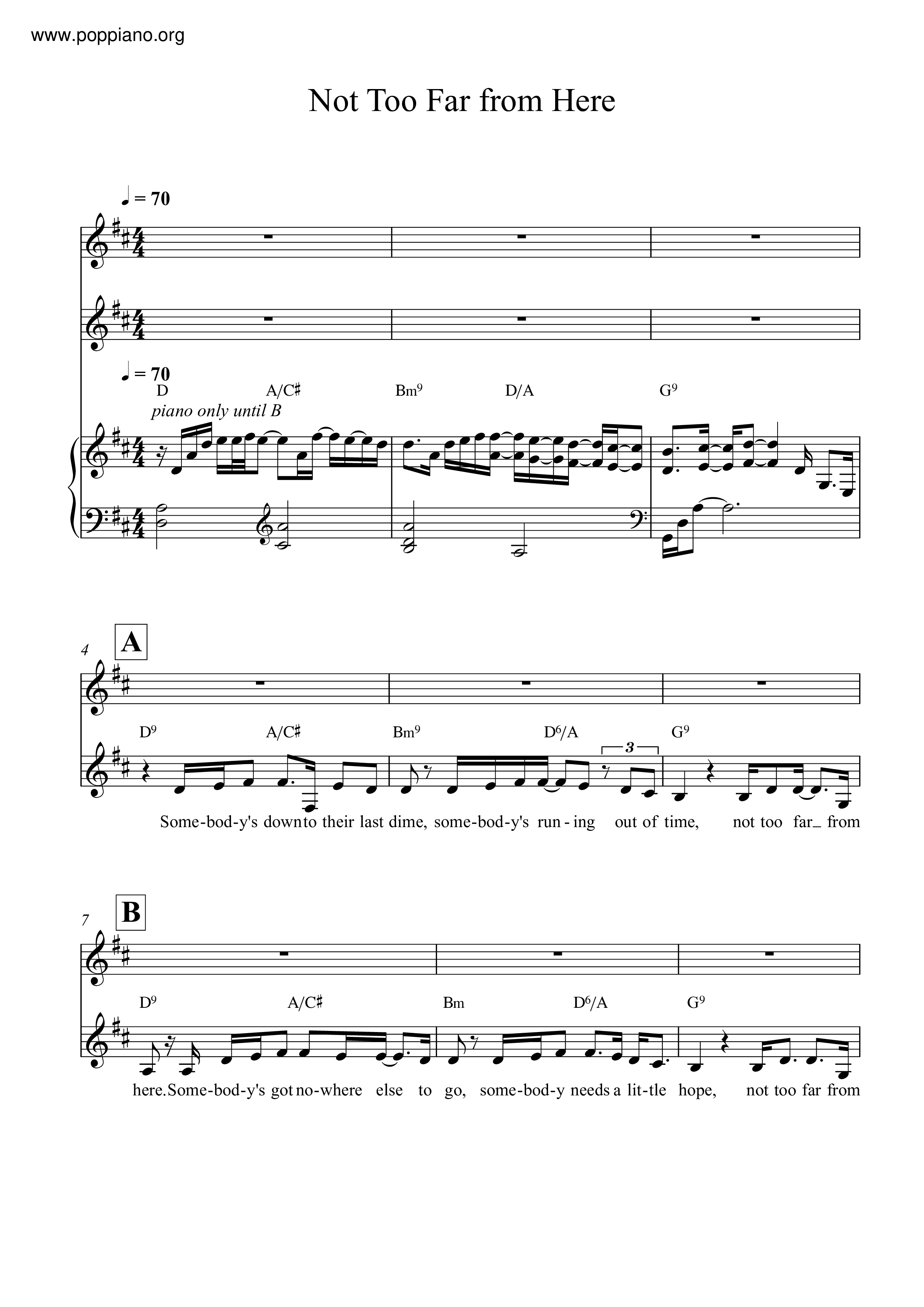 Kim Boyce Not Too Far From Here Sheet Music pdf Free Score