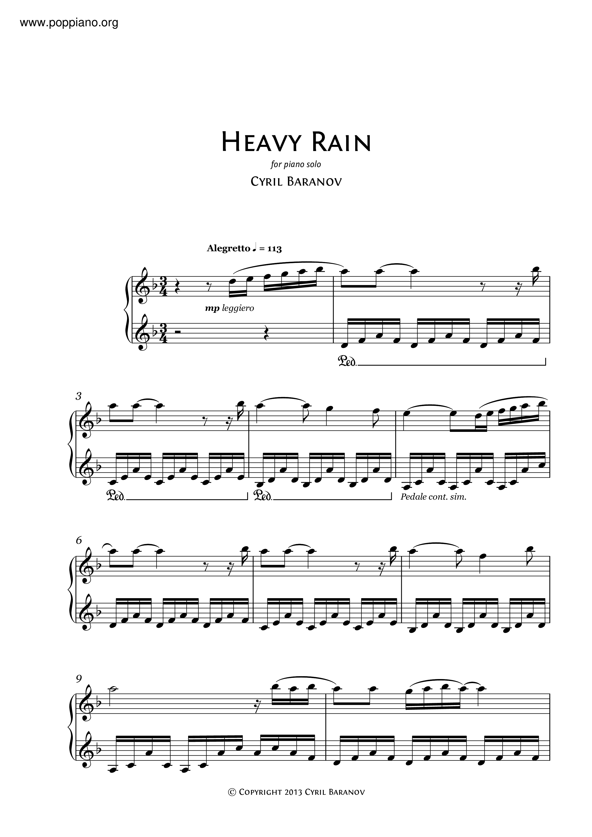 Heavy Rain琴譜