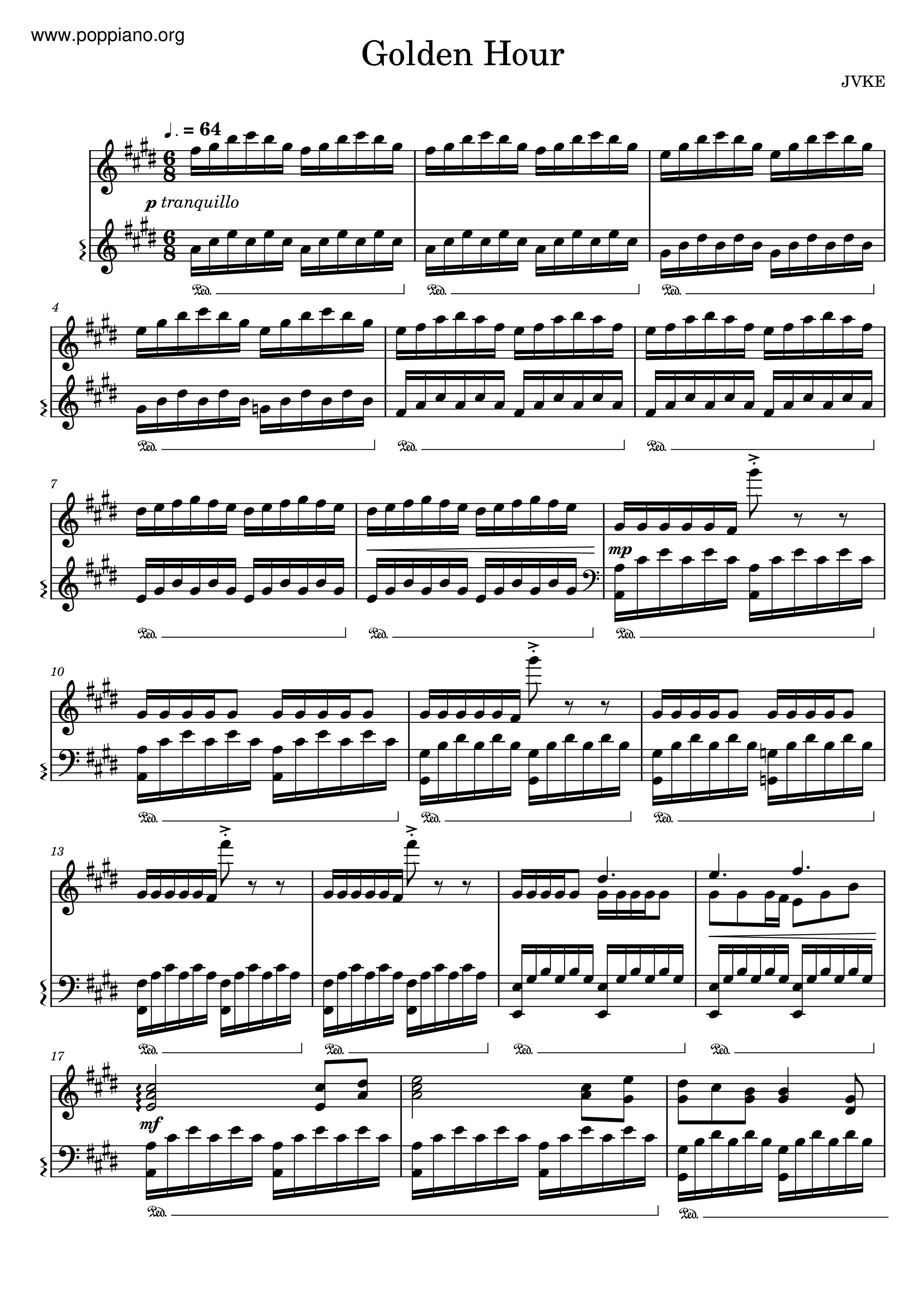 JVKE Golden Hour Sheet Music Pdf Free Score Download 