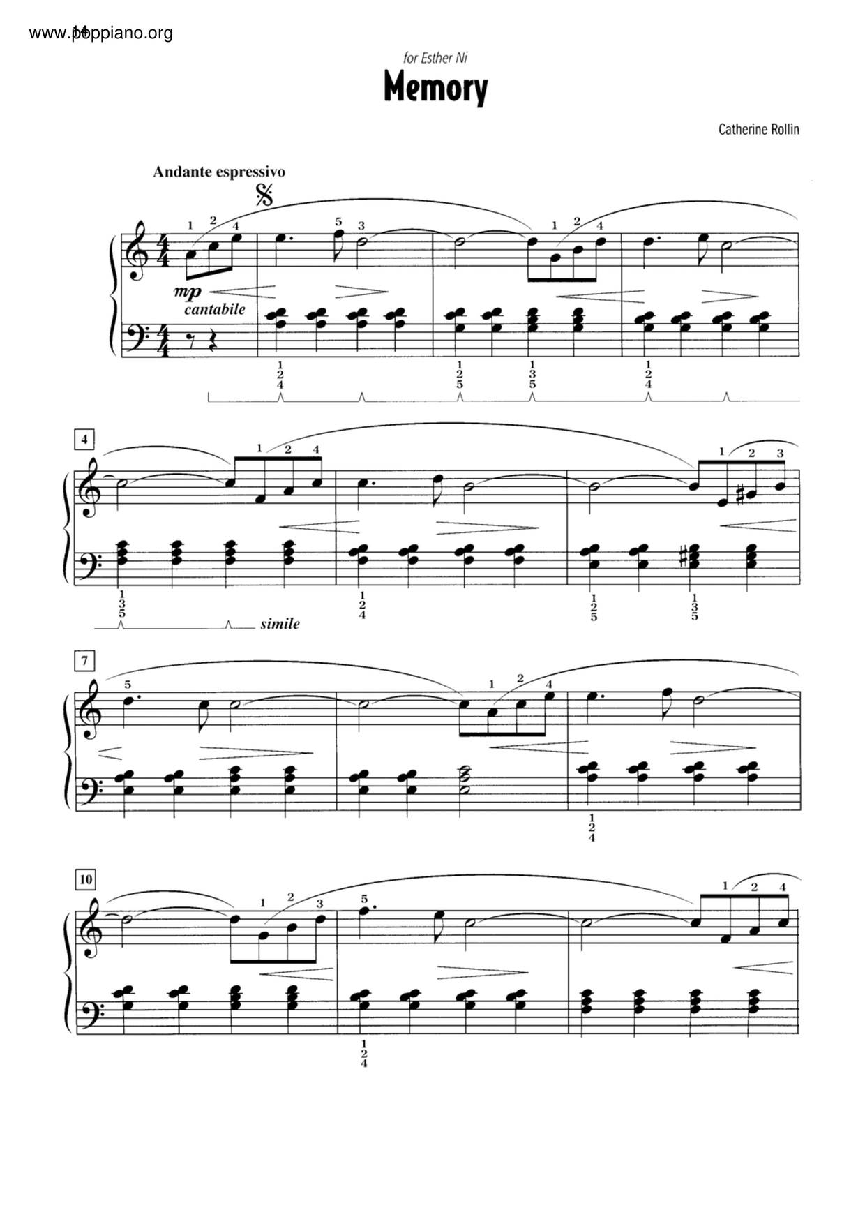 Catherine Rollin Memory Sheet Music Pdf Free Score Download 