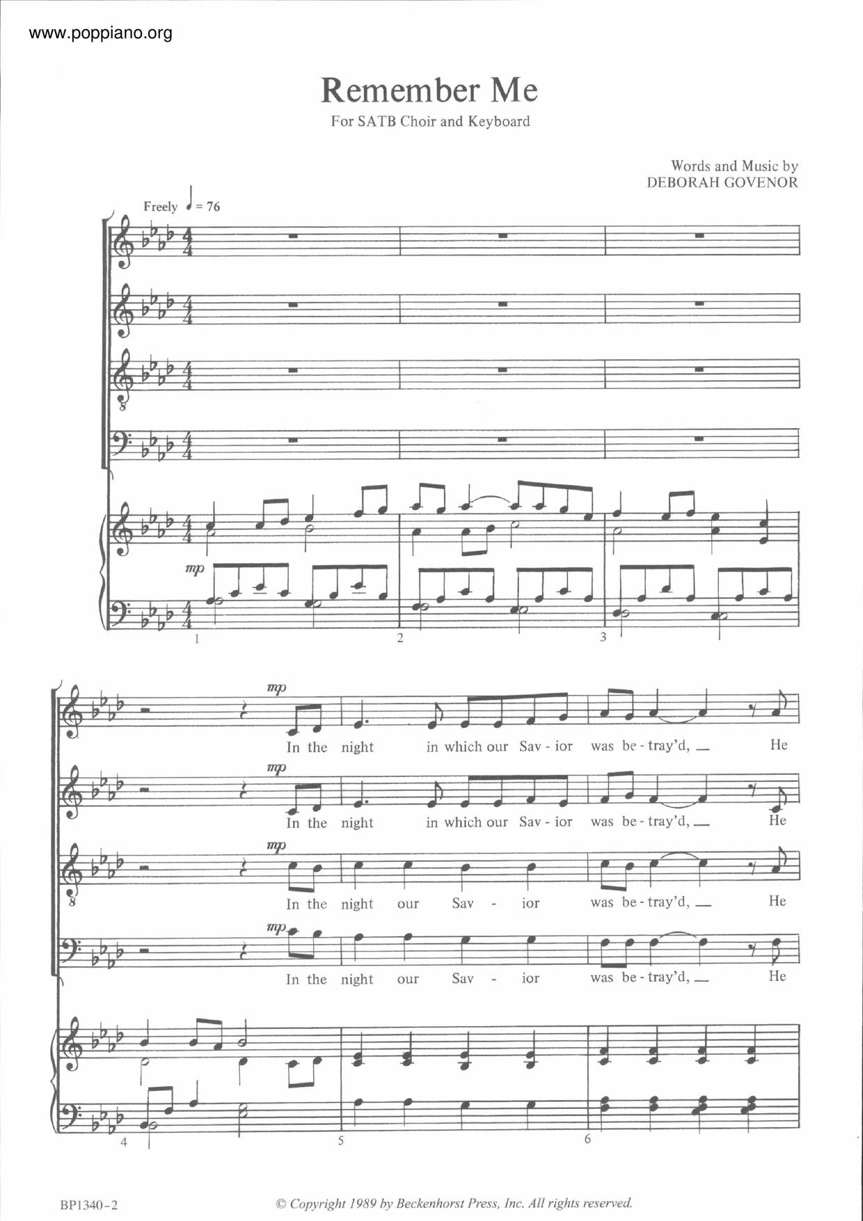 SpiritualRemember Me Sheet Music pdf, Free Score Download ★