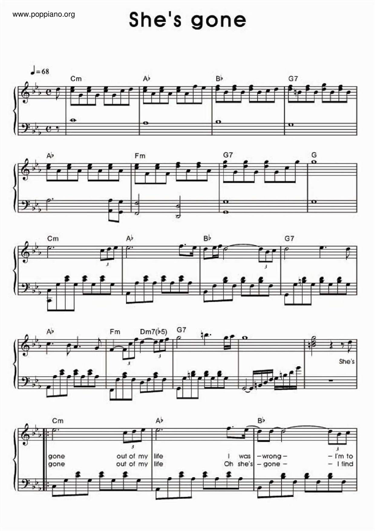 Good Gone Girl sheet music for voice, piano or guitar (PDF)