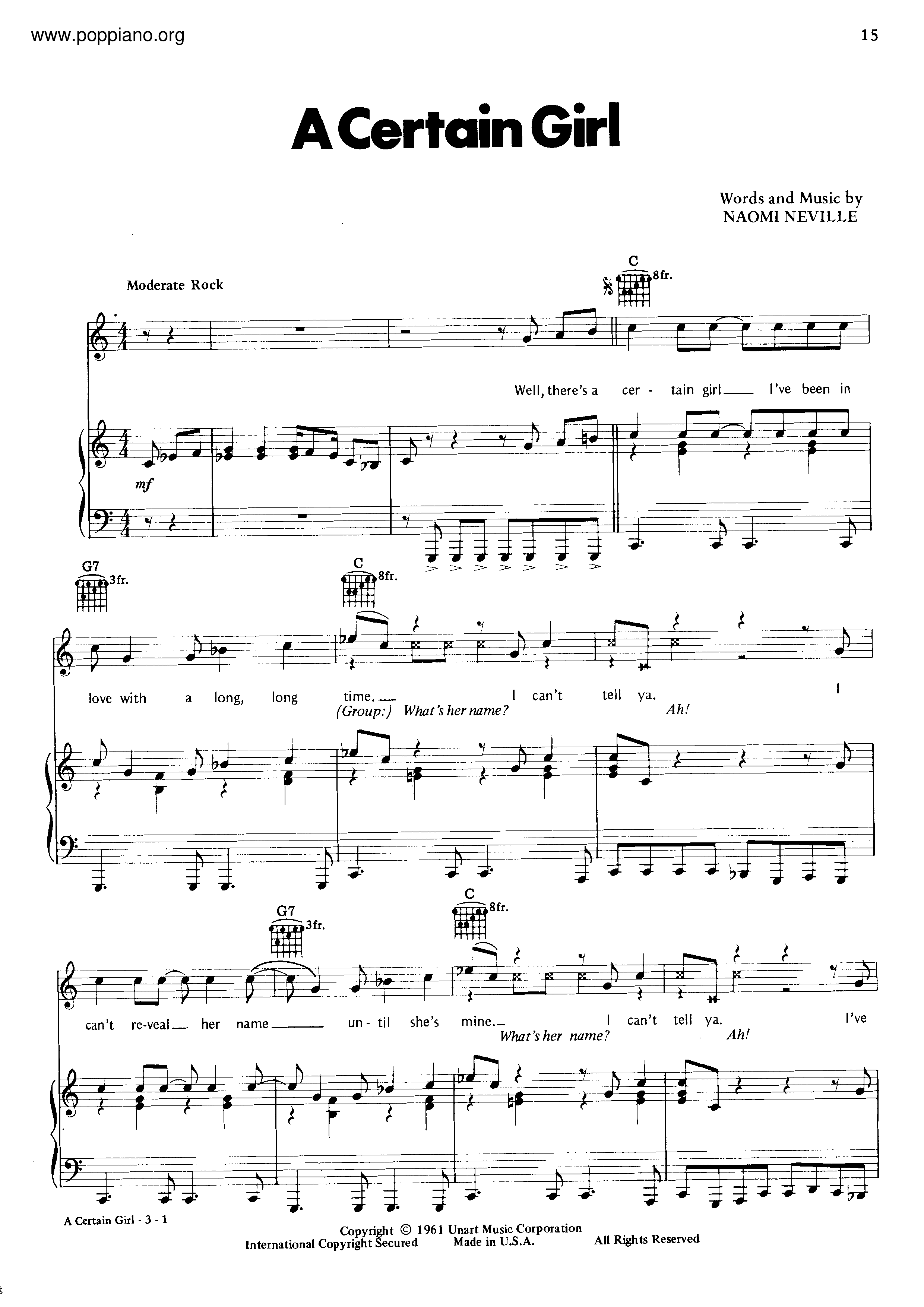 Warren Zevon A Certain Girl Sheet Music Pdf Free Score Download ★ 8420