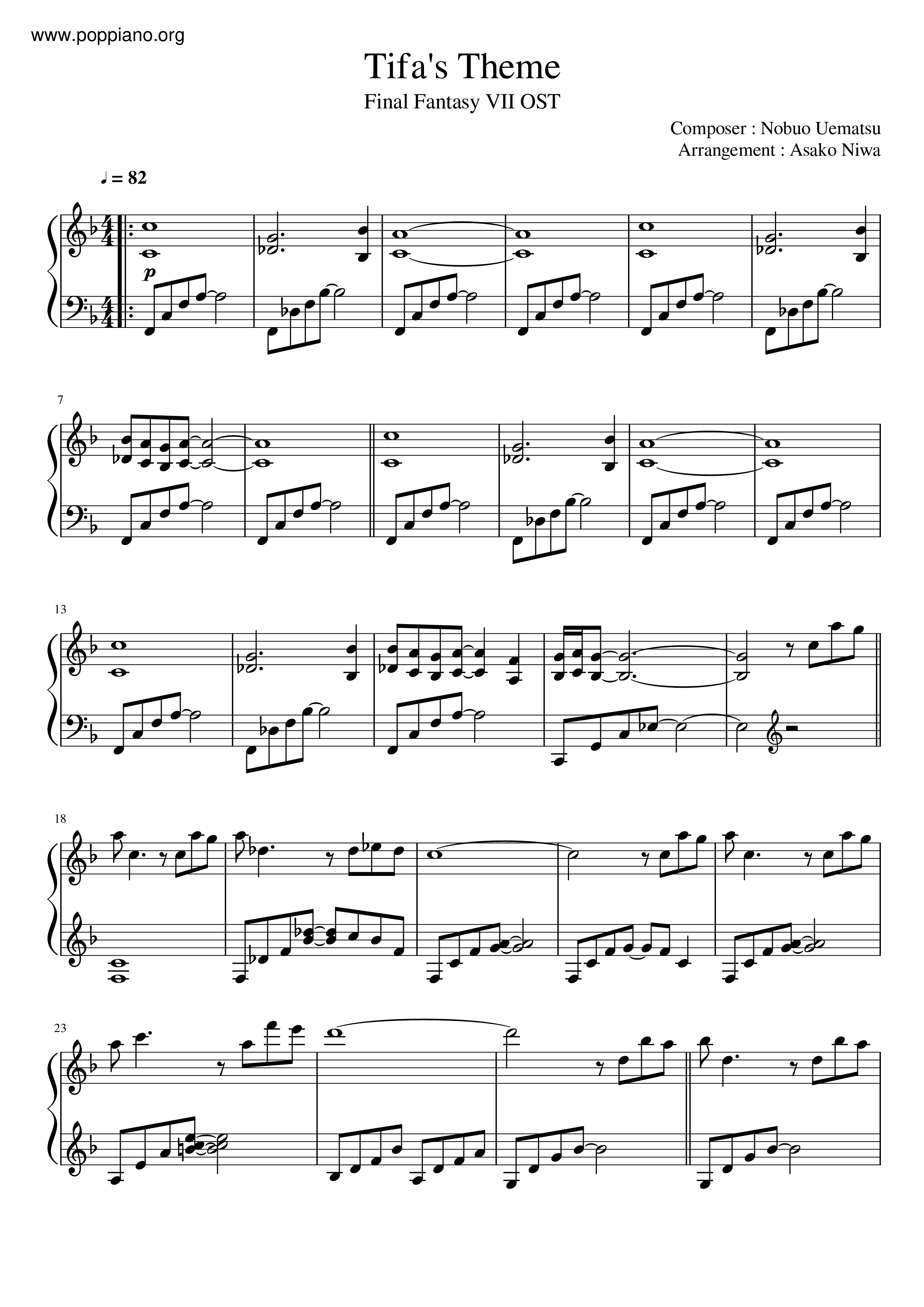Tifa's Theme琴譜