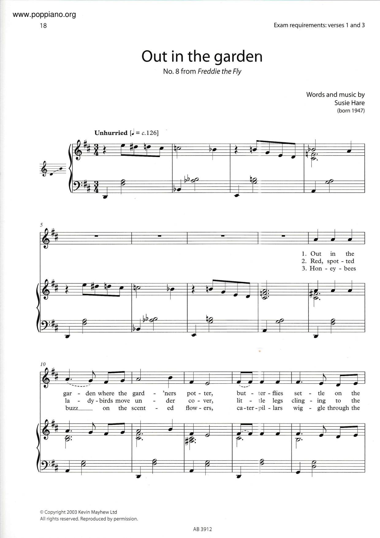 Susie Hare Out In The Garden Sheet Music Pdf Free Score Download ★ 0418