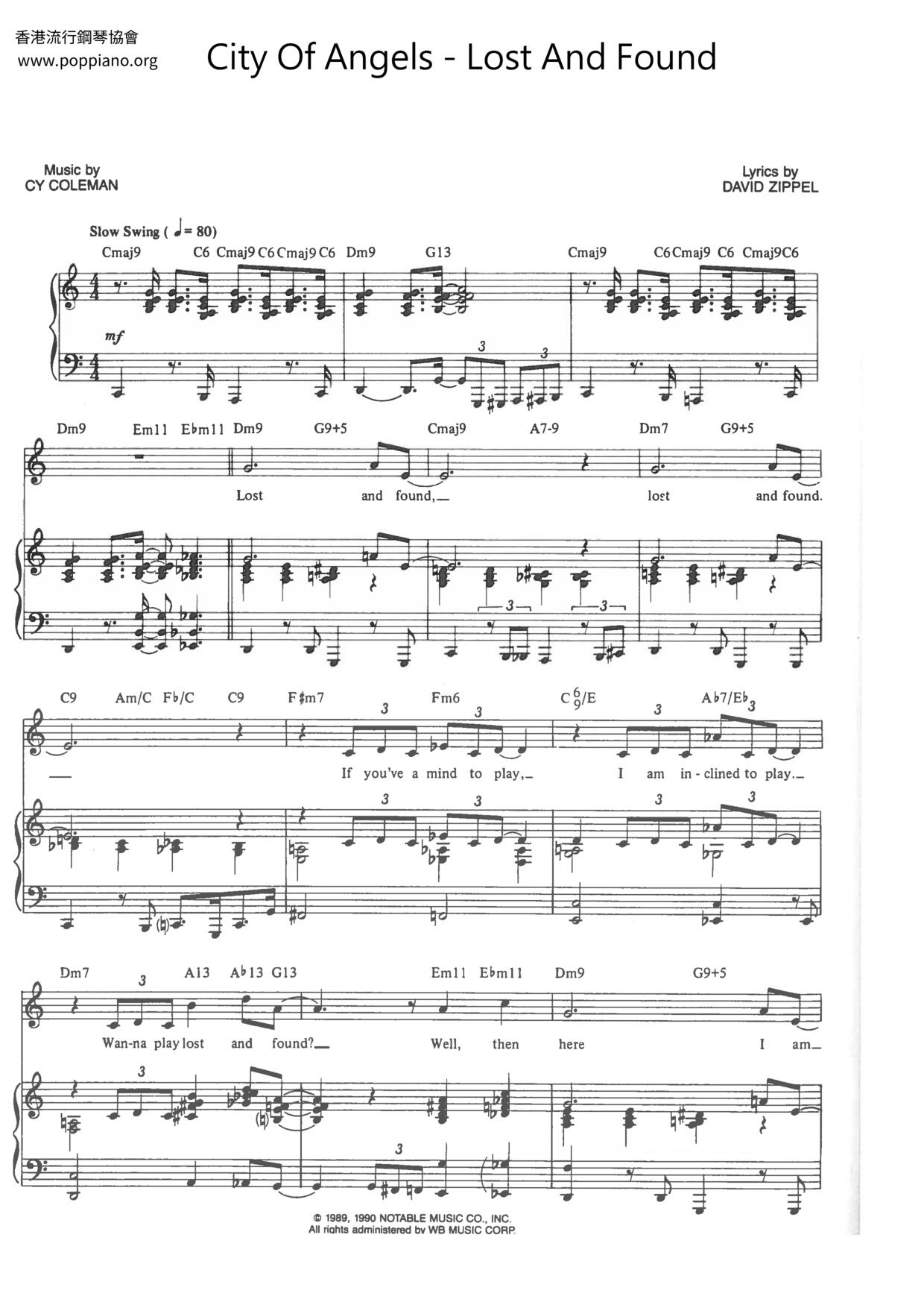 city-of-angels-lost-and-found-sheet-music-pdf-free-score-download