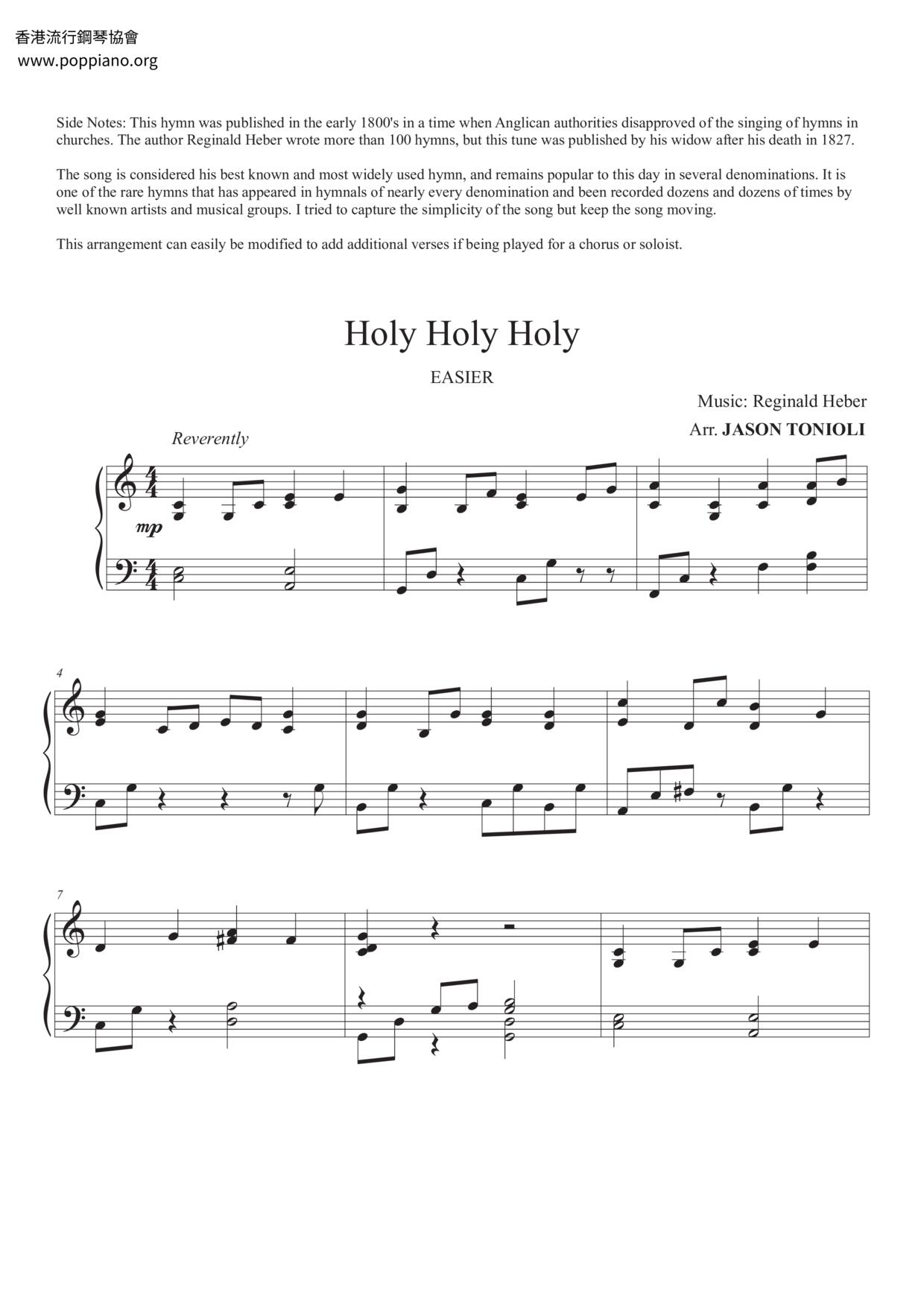 Spiritual-Holy Holy Holy Sheet Music pdf, - Free Score Download ★